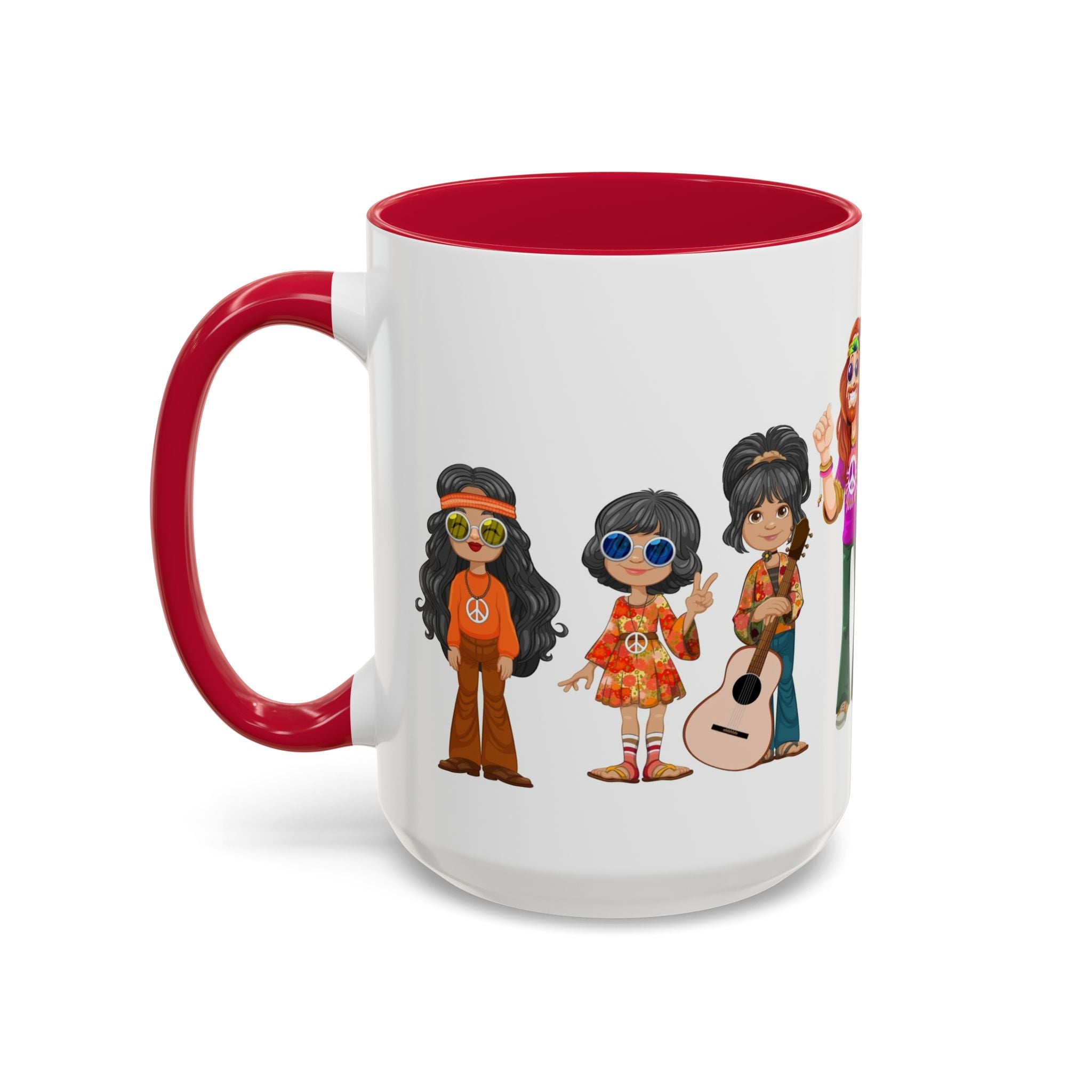 Retro Hippie Characters Mug | 11oz or 15oz Color Accent Ceramic