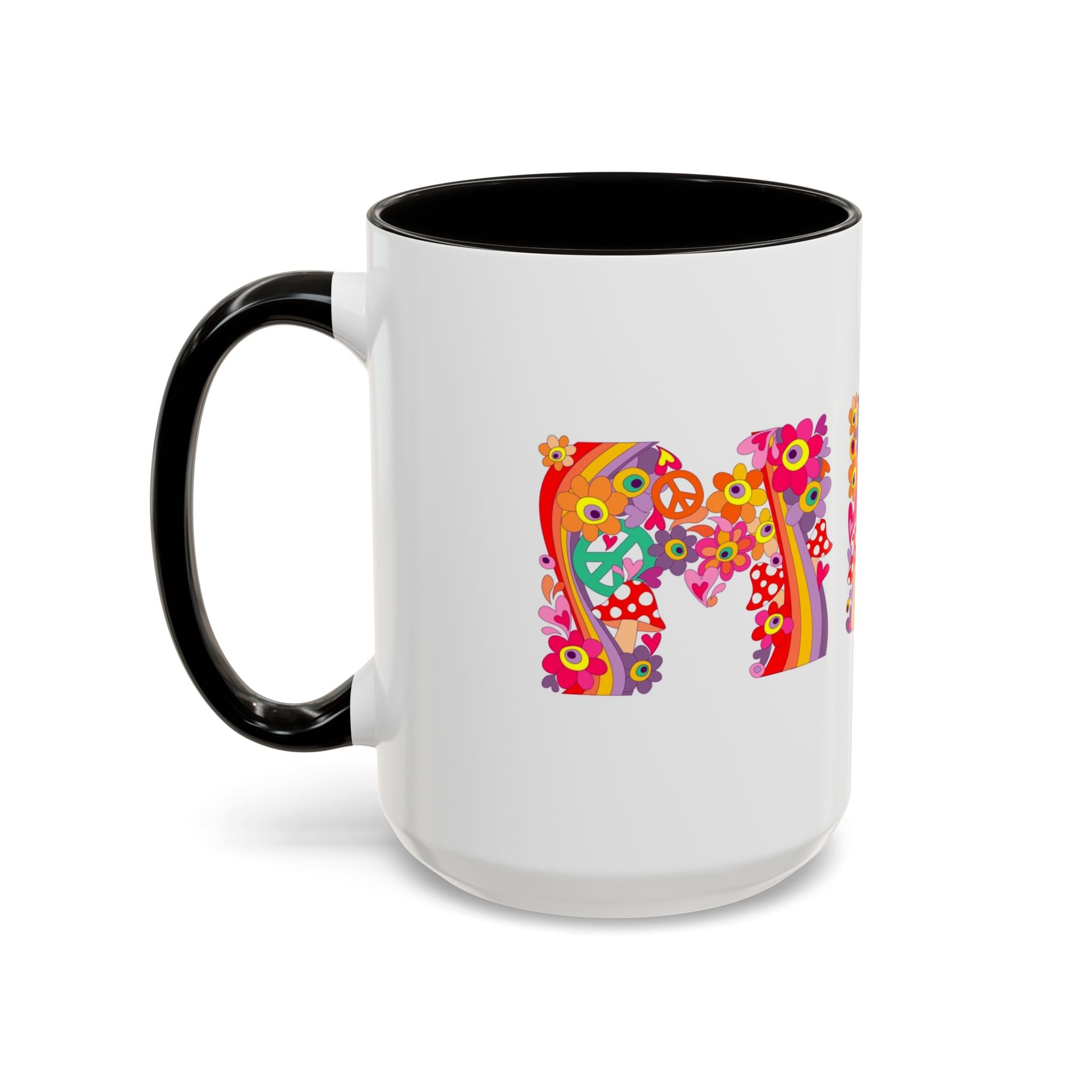 Retro Peace Flower Power Mug | Colorful 70s Hippie Design