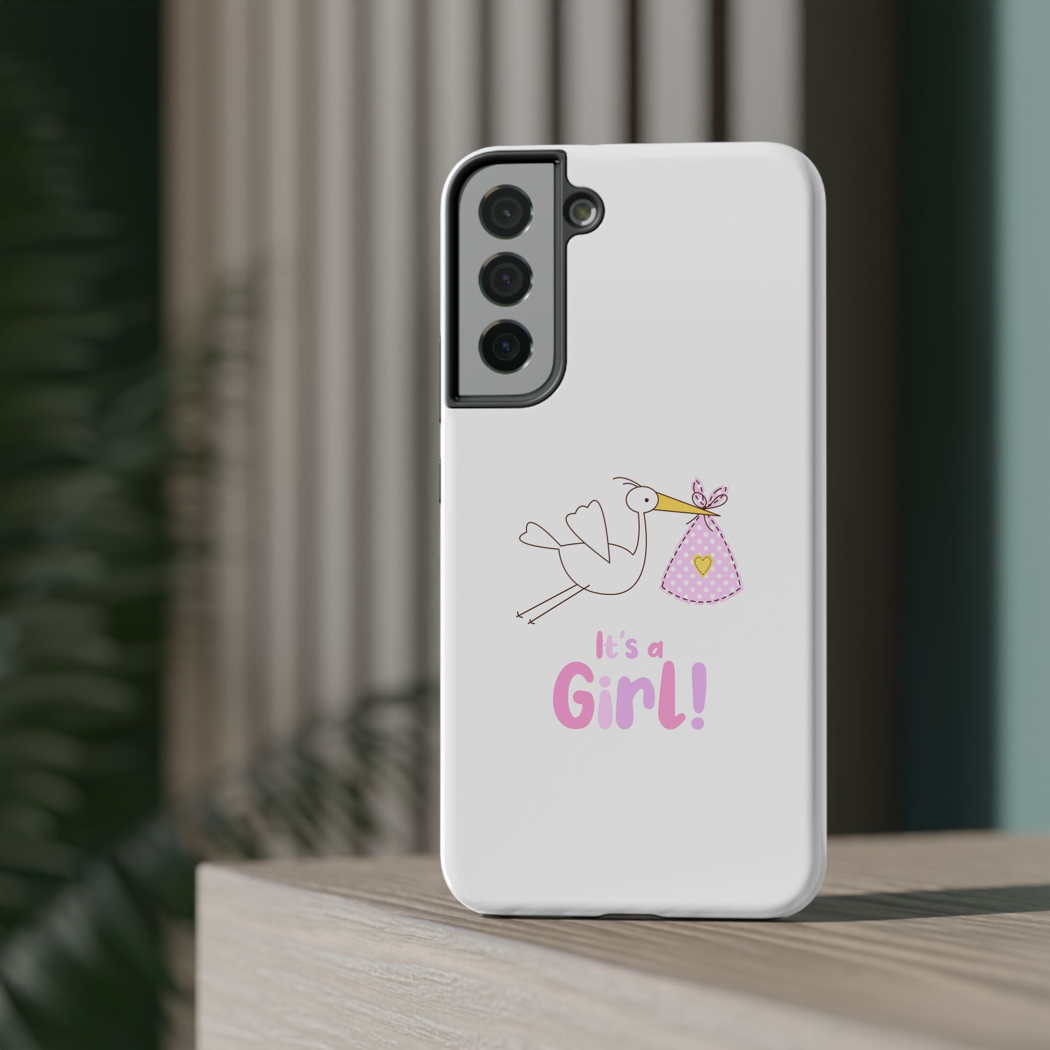 Phone Case - "It's a Girl!" Stork Baby Announcement Impact-Resistant Case