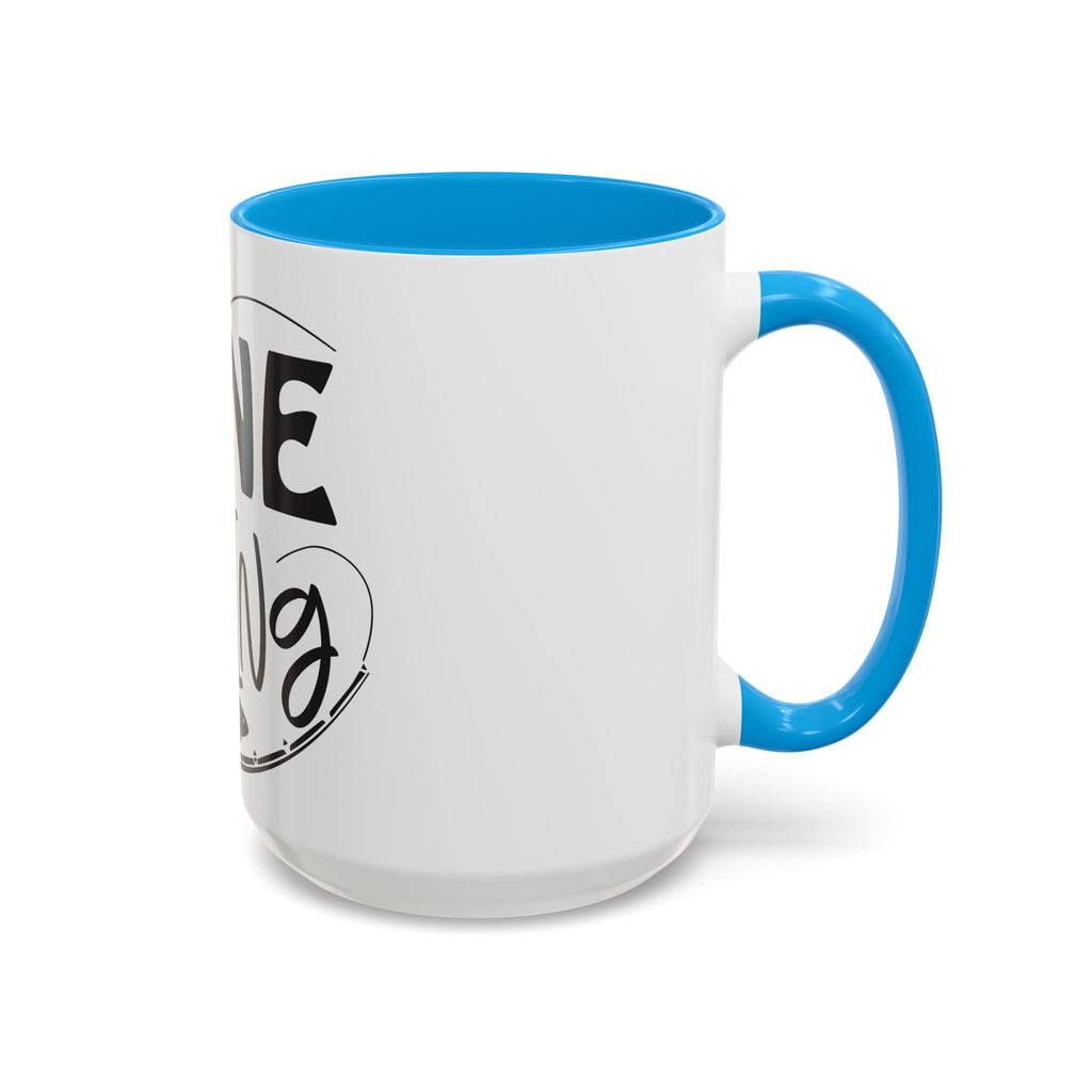 Gone Fishing mug | Fishing typography coffee mug, black handle and rim