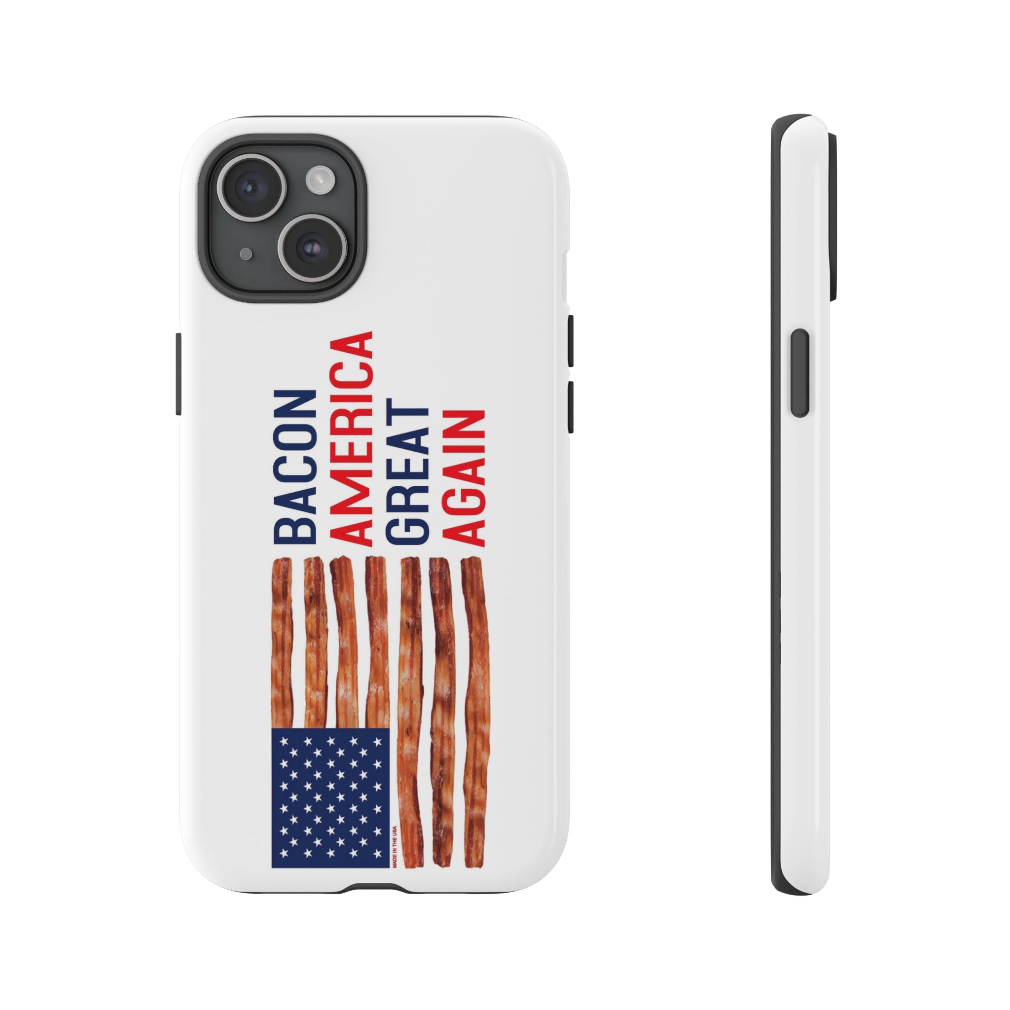 Bacon American Great Again phone case | patriotic bacon flag iPhone case