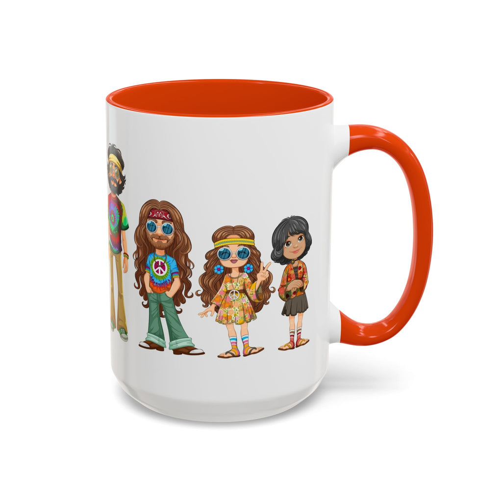 Retro Hippie Characters Mug | 11oz or 15oz Color Accent Ceramic
