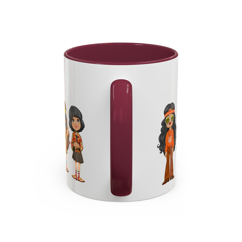 Retro Hippie Characters Mug | 11oz or 15oz Color Accent Ceramic