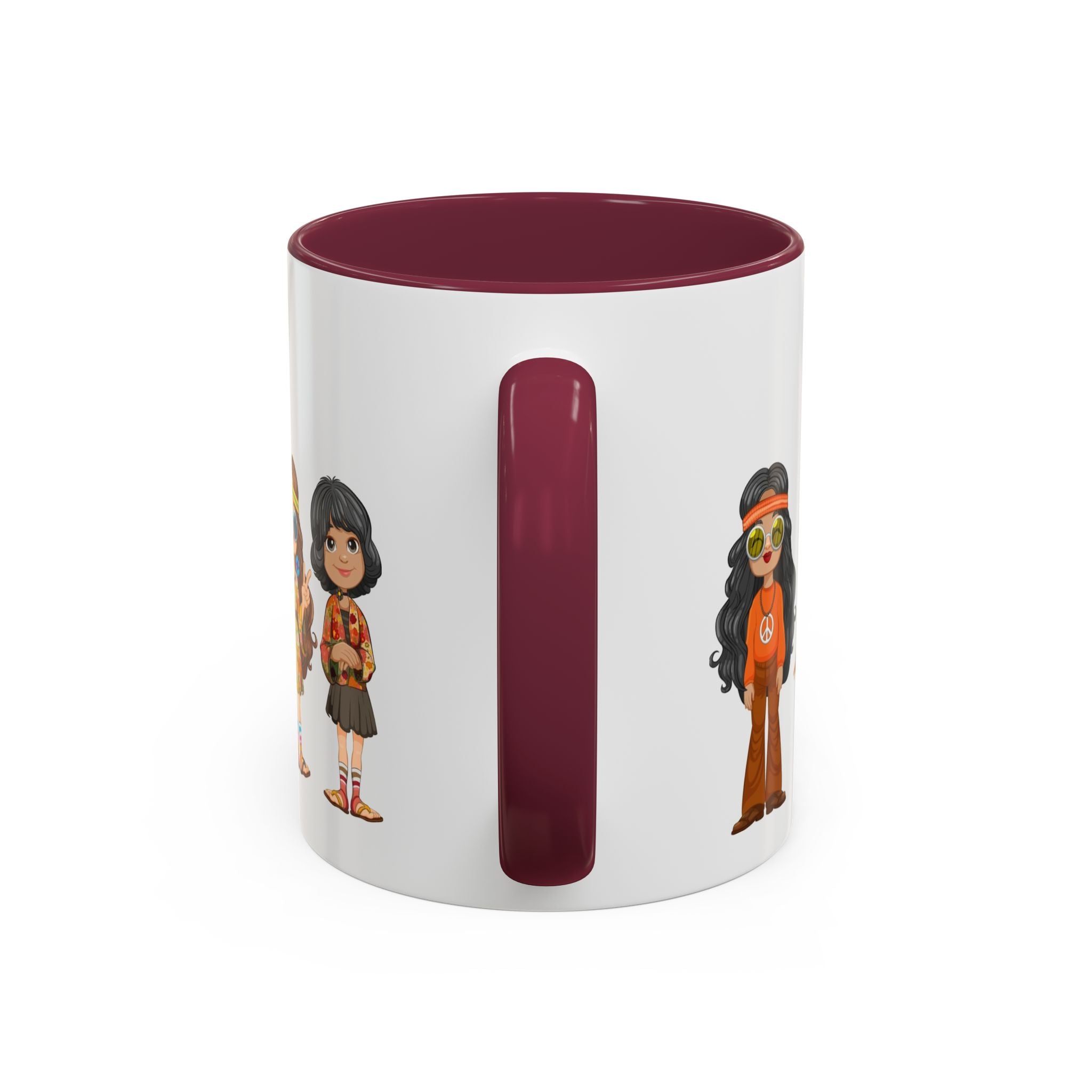 Retro Hippie Characters Mug | 11oz or 15oz Color Accent Ceramic