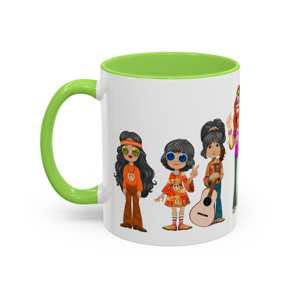 Retro Hippie Characters Mug | 11oz or 15oz Color Accent Ceramic