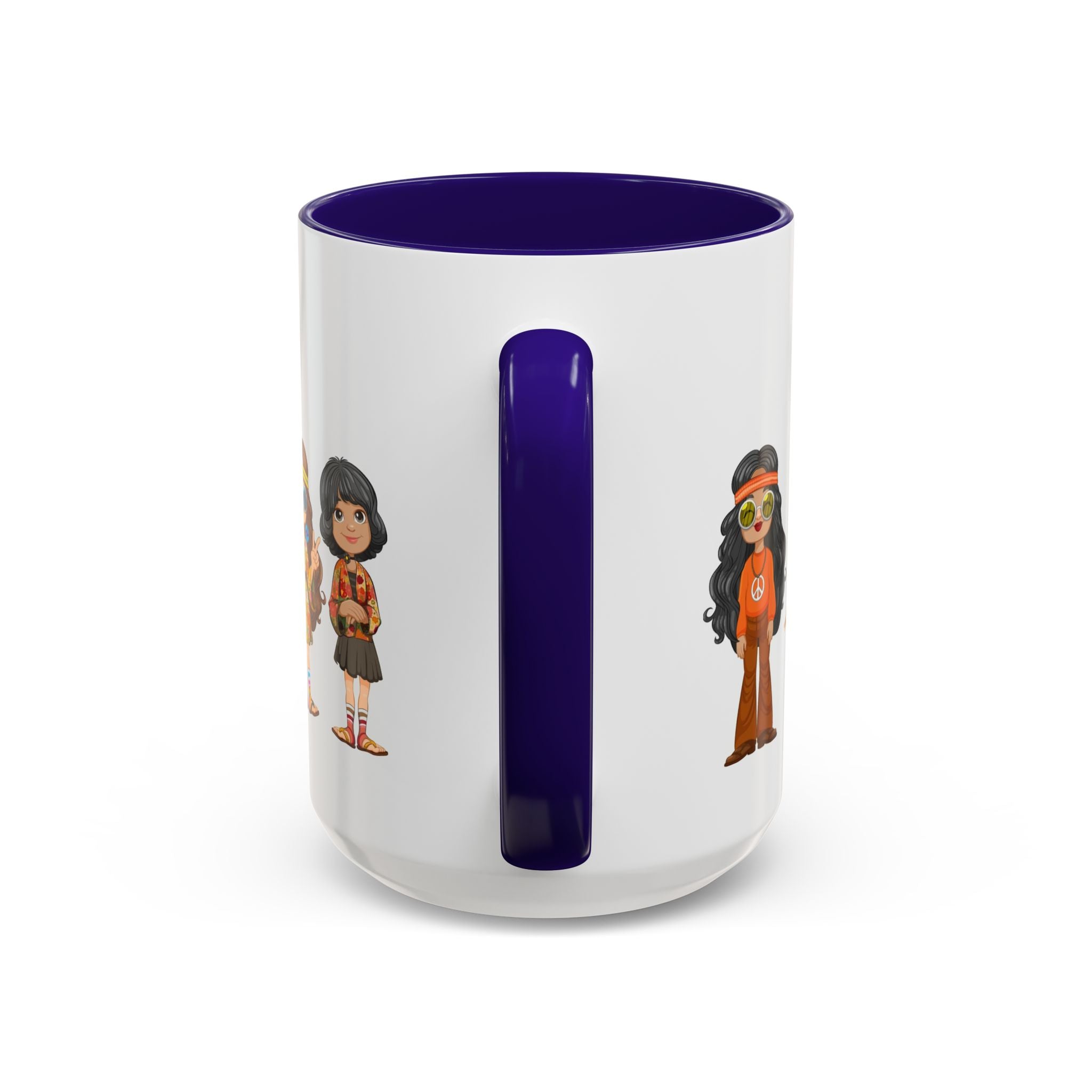 Retro Hippie Characters Mug | 11oz or 15oz Color Accent Ceramic