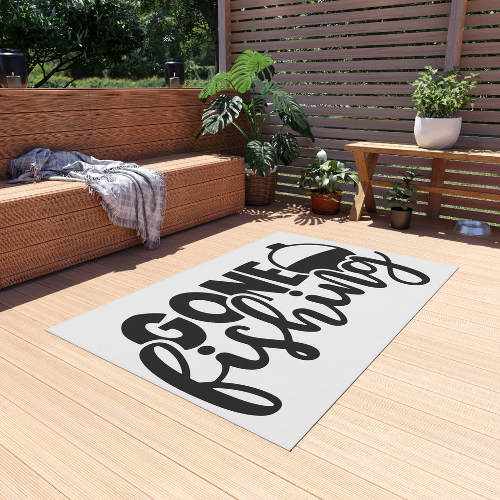 Gone Fishing Outdoor Rug | Fishing Float Graphic Mat
