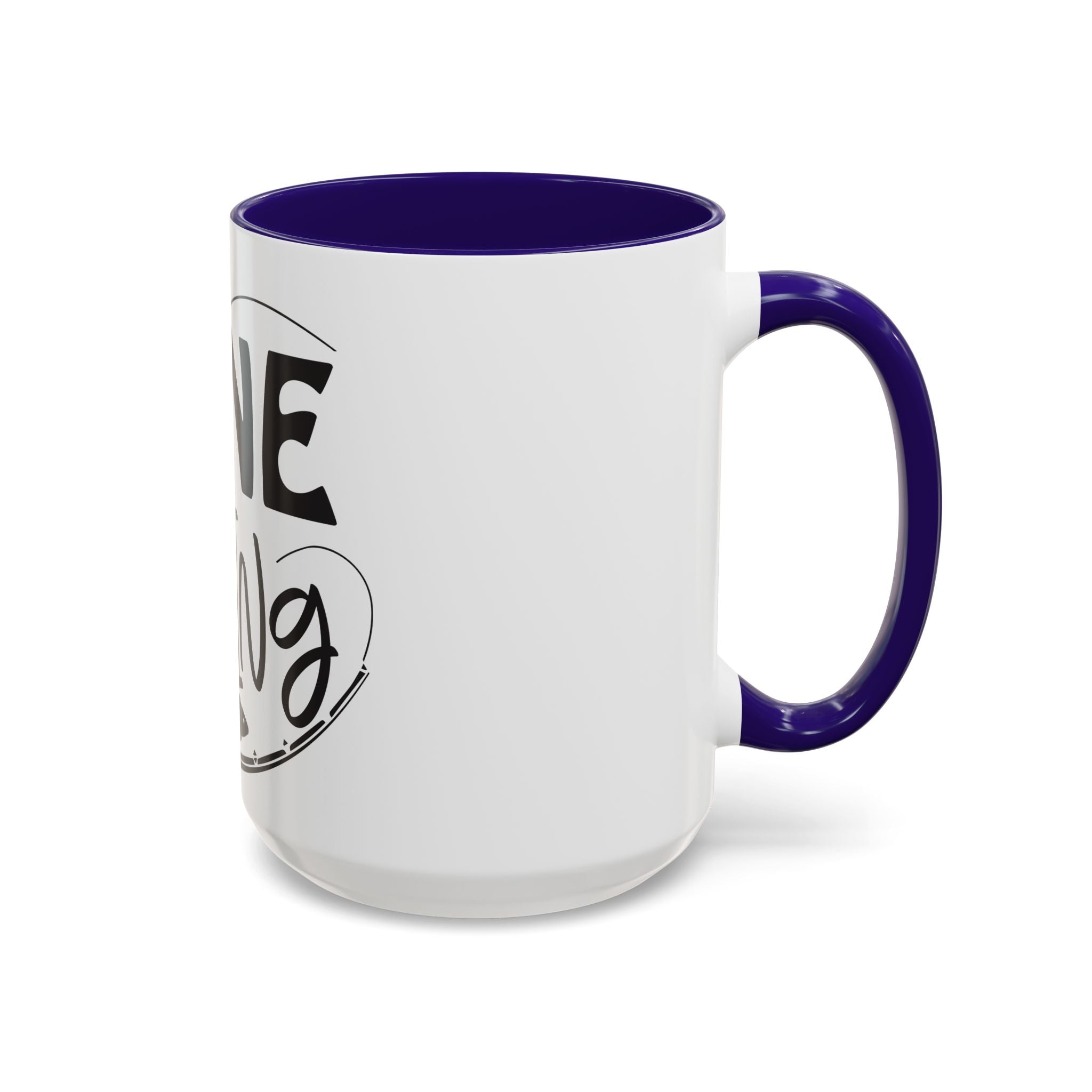 Gone Fishing mug | Fishing typography coffee mug, black handle and rim