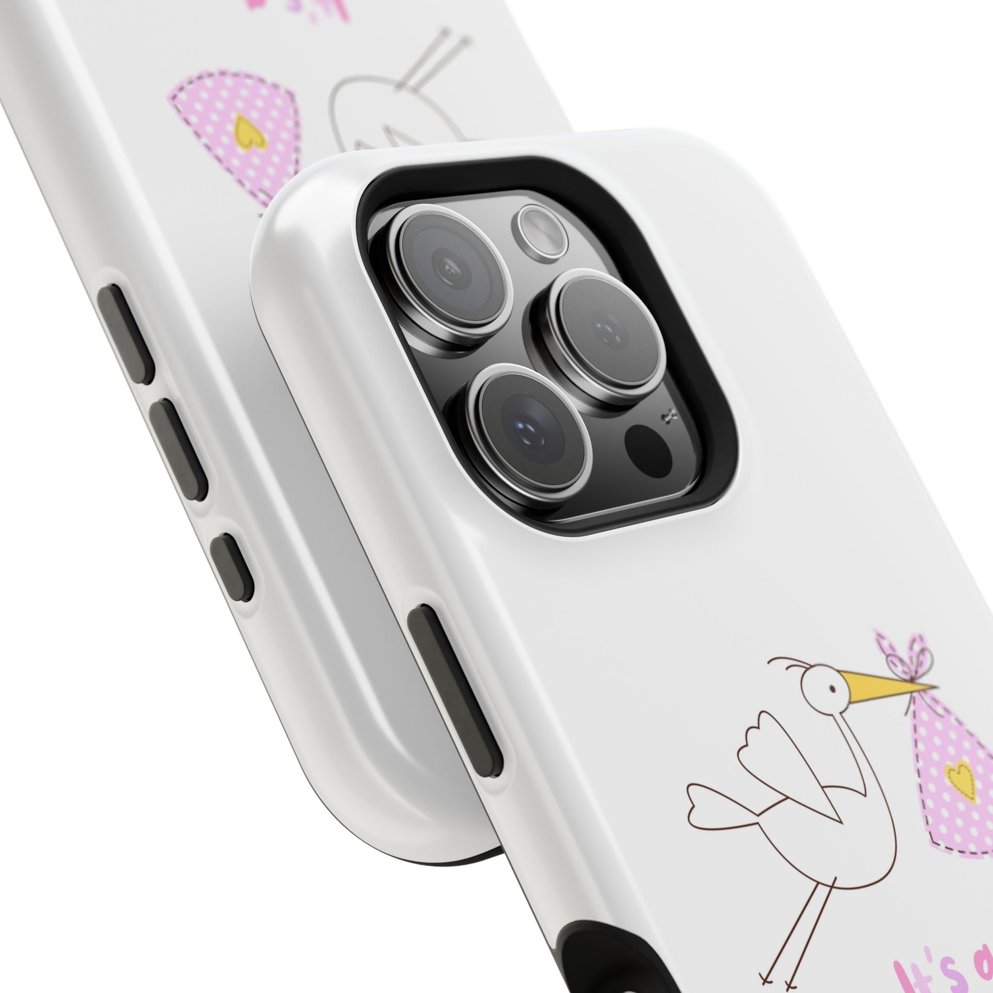 Stork carrying bundle "It's a Girl!" Phone Case | Impact-Resistant Case