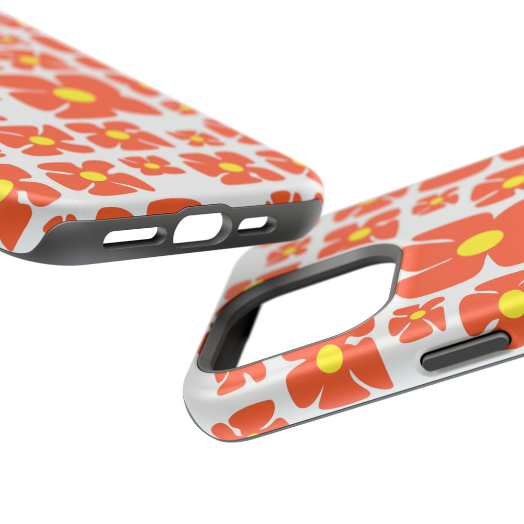 Retro Orange Floral Phone Case | Impact-Resistant Case