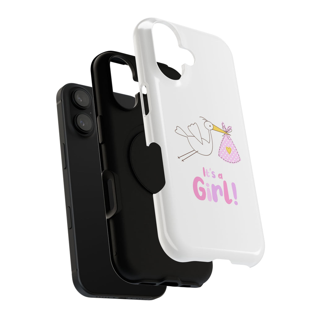 Stork carrying bundle "It's a Girl!" Phone Case | Impact-Resistant Case