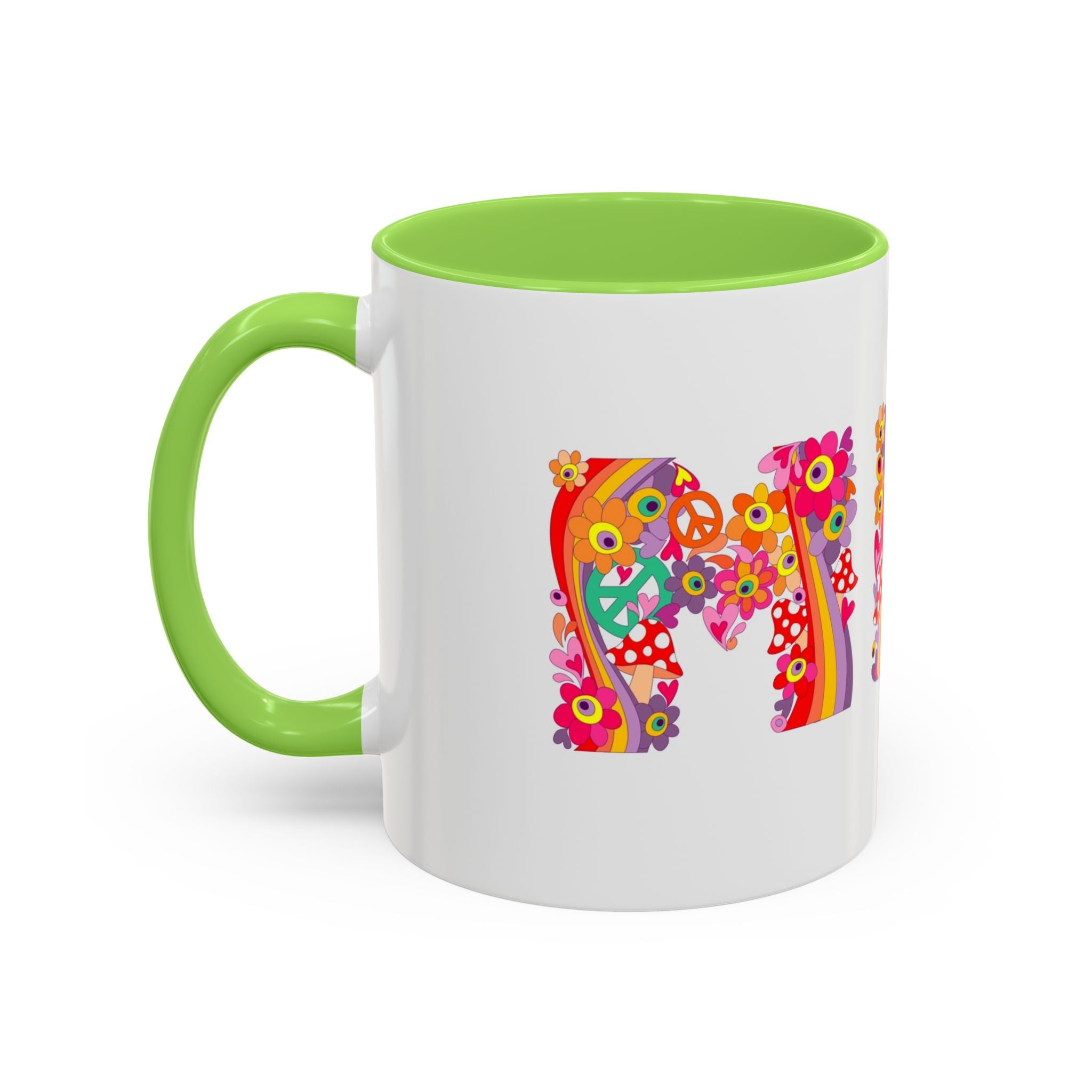 Retro Peace Flower Power Mug | Colorful 70s Hippie Design