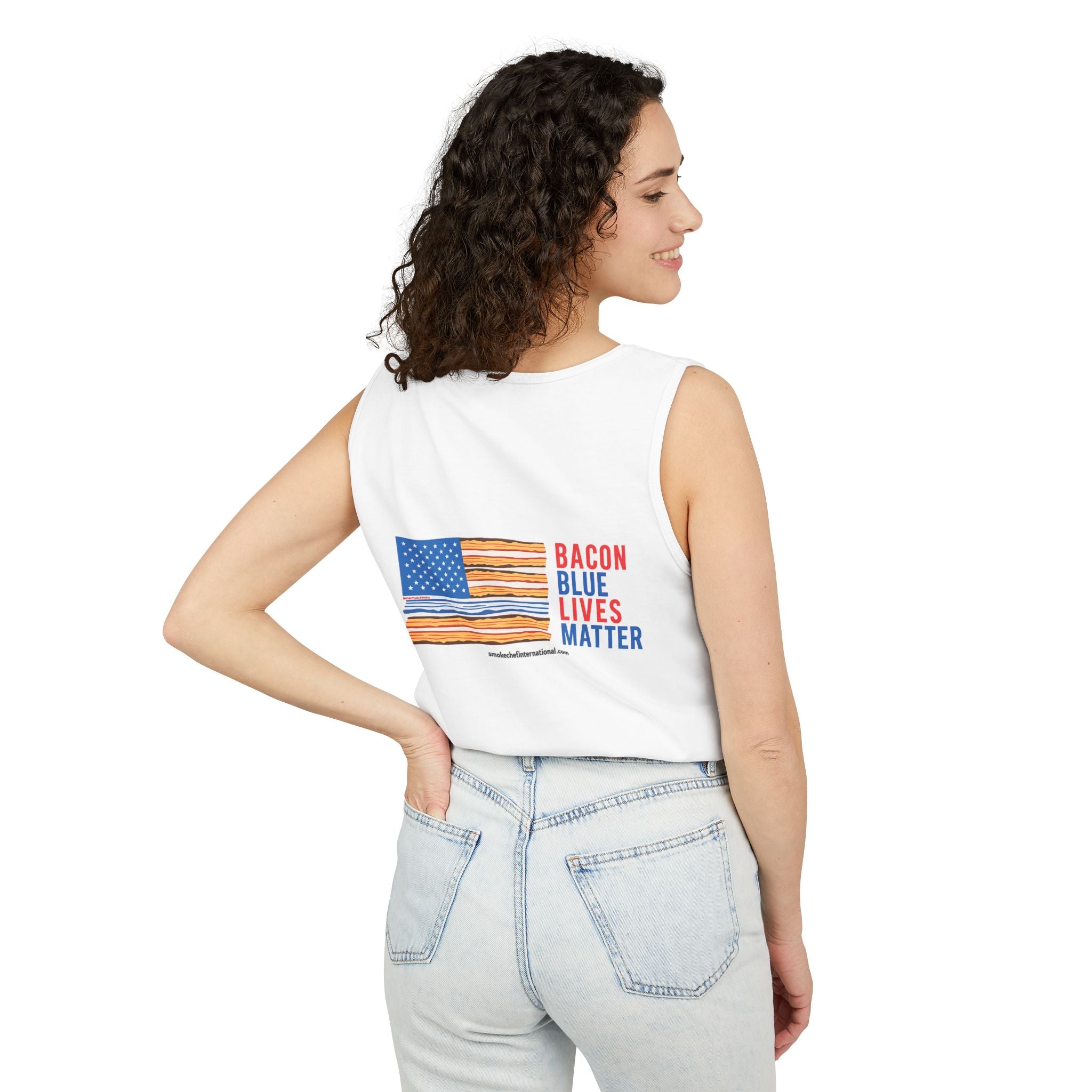 Bacon Blue Lives Matter Tank Top | American Flag Bacon Design