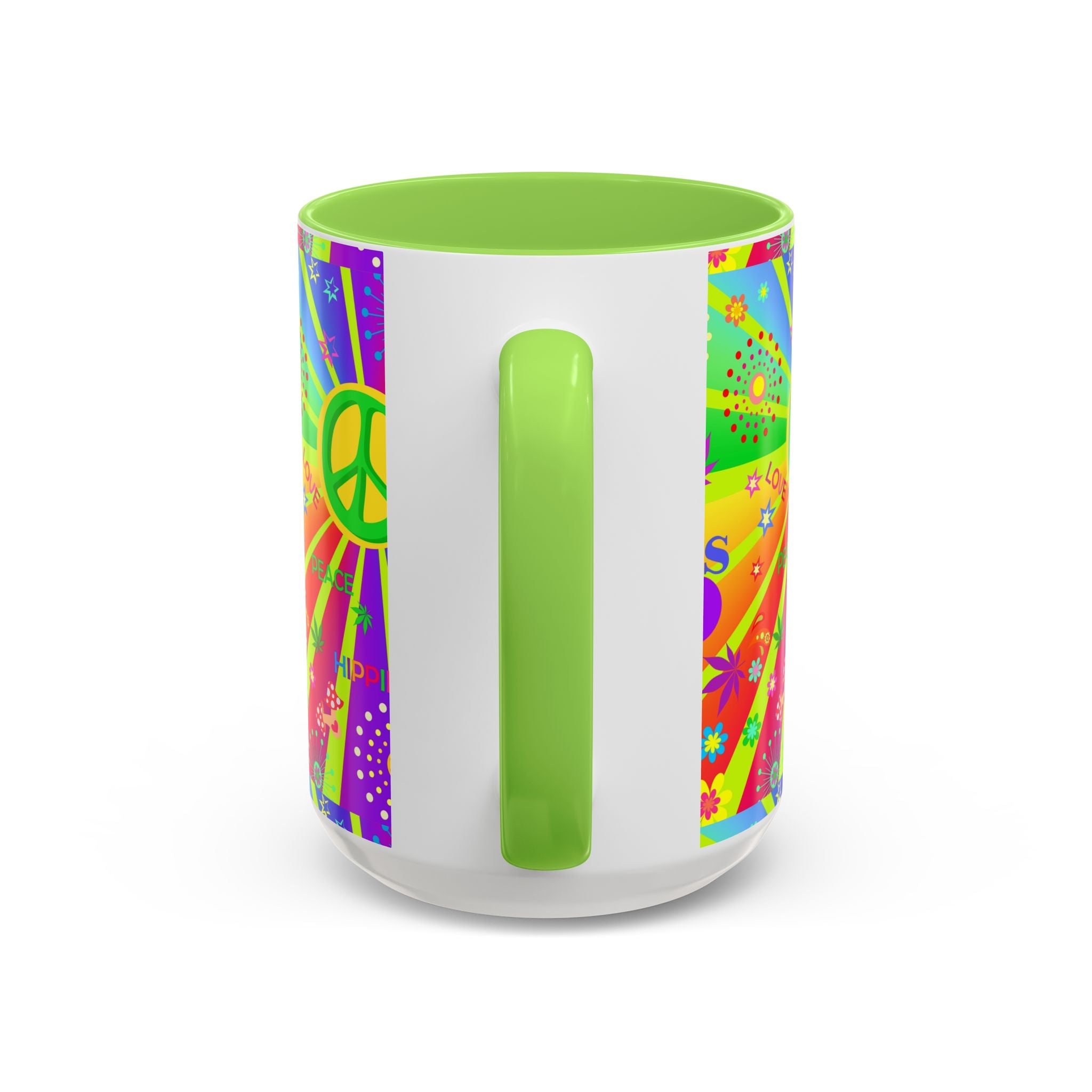 70s Peace Sign Psychedelic Mug | Retro Hippie Rainbow Coffee Cup