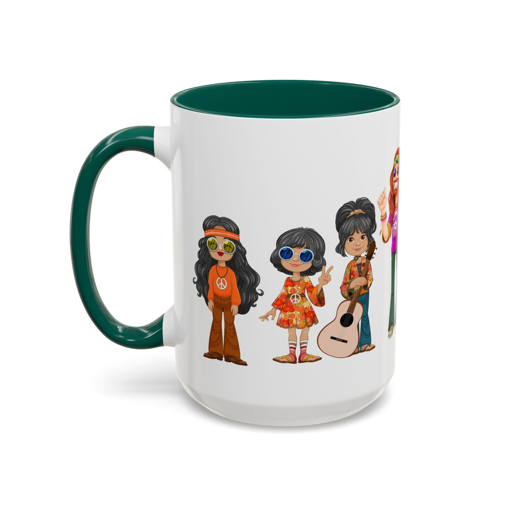 Retro Hippie Characters Mug | 11oz or 15oz Color Accent Ceramic