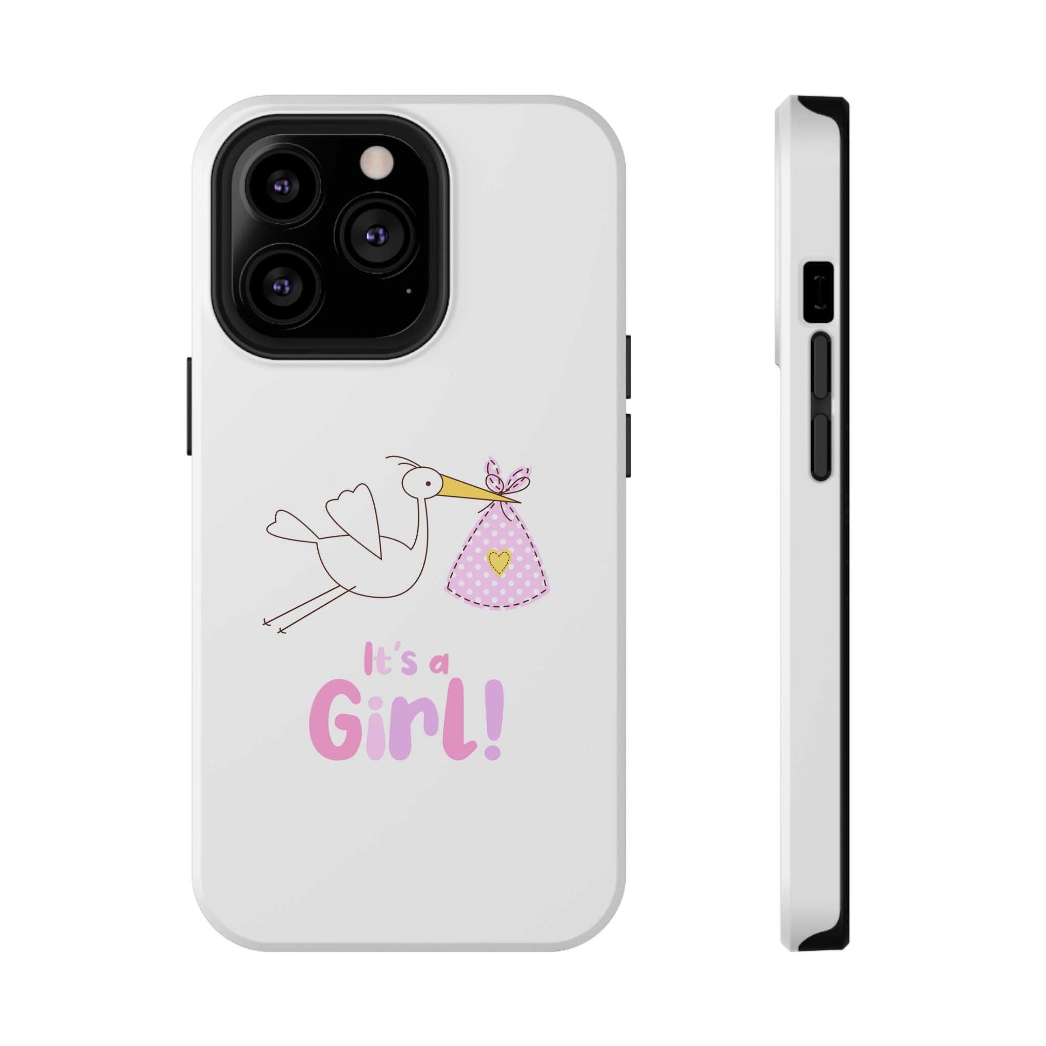 Phone Case - "It's a Girl!" Stork Baby Announcement Impact-Resistant Case
