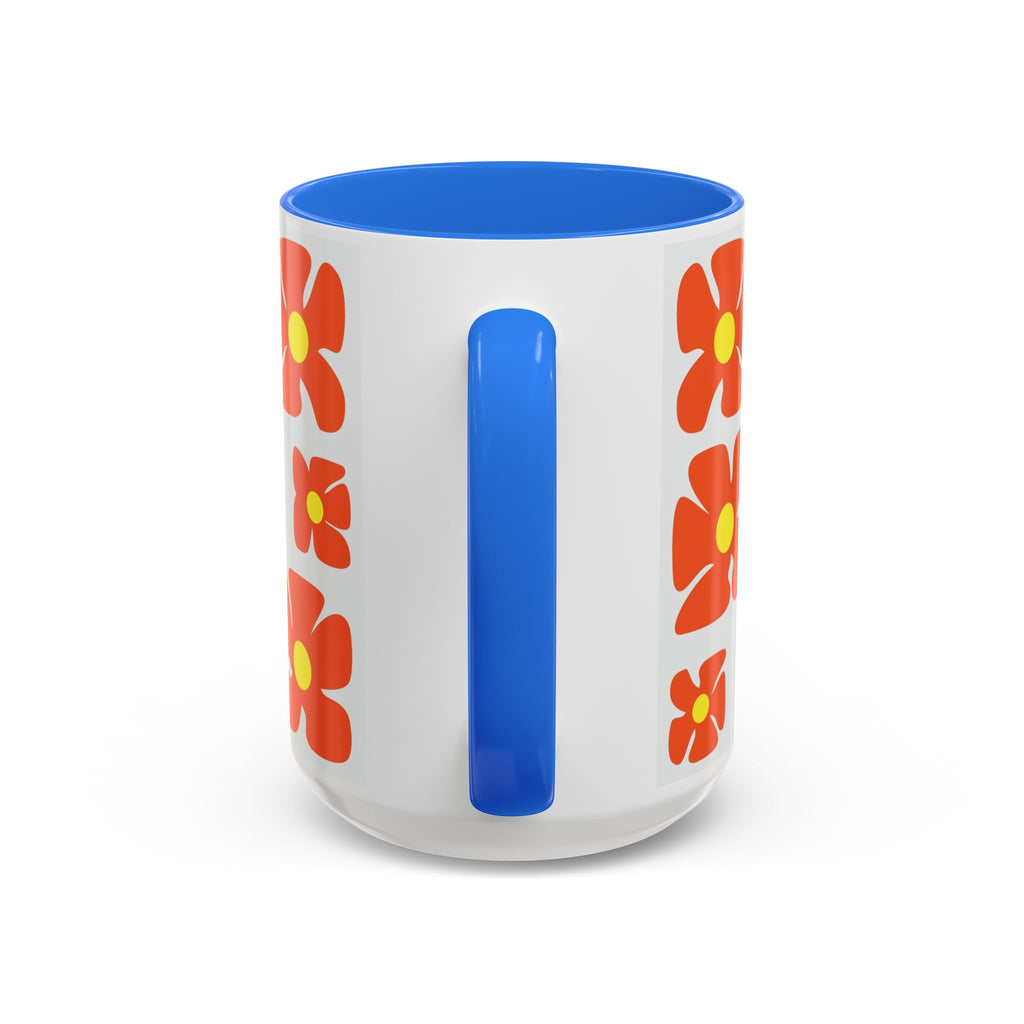 Retro Orange Flower Pattern Mug | 11oz 15oz Colorful Ceramic