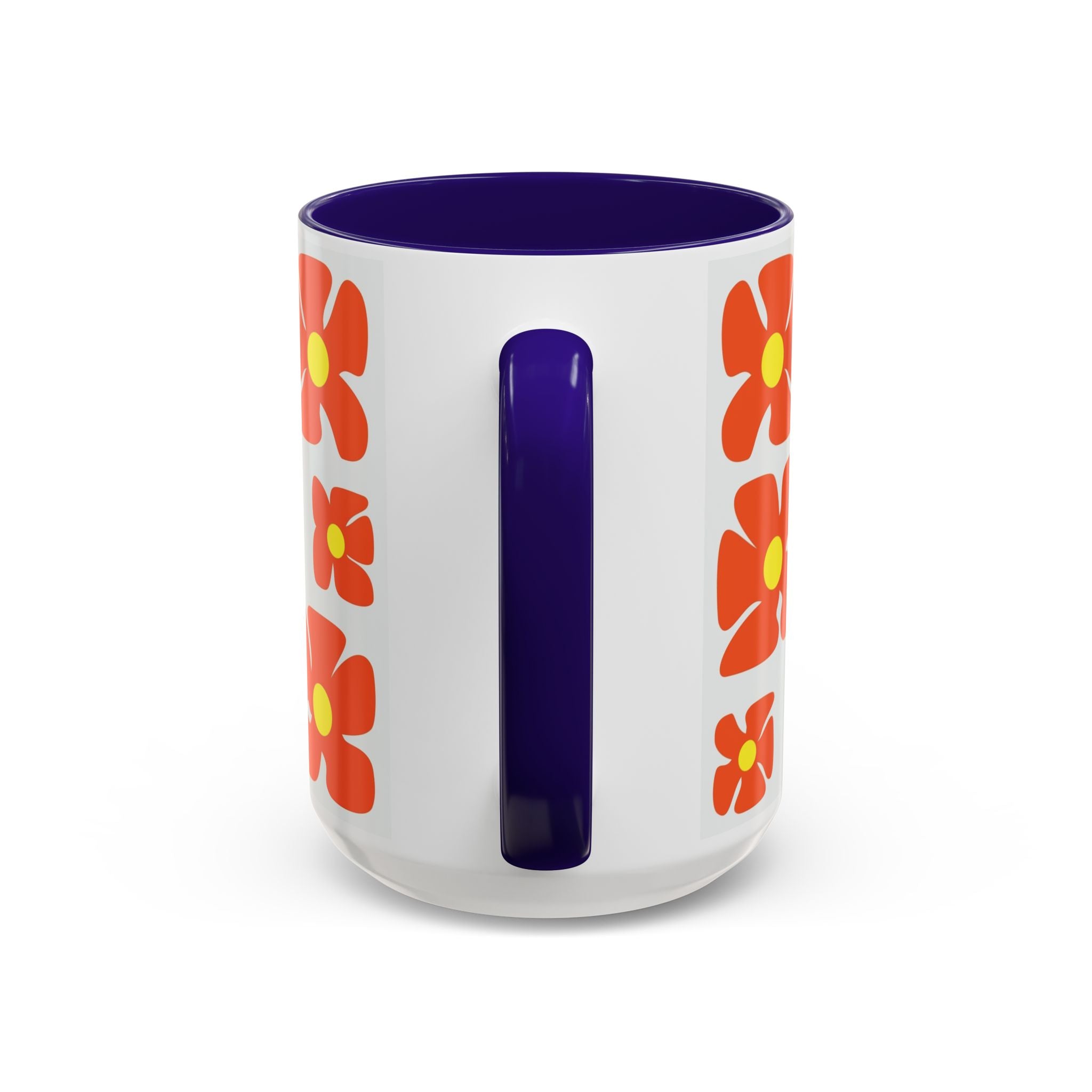 Retro Orange Flower Pattern Mug | 11oz 15oz Colorful Ceramic