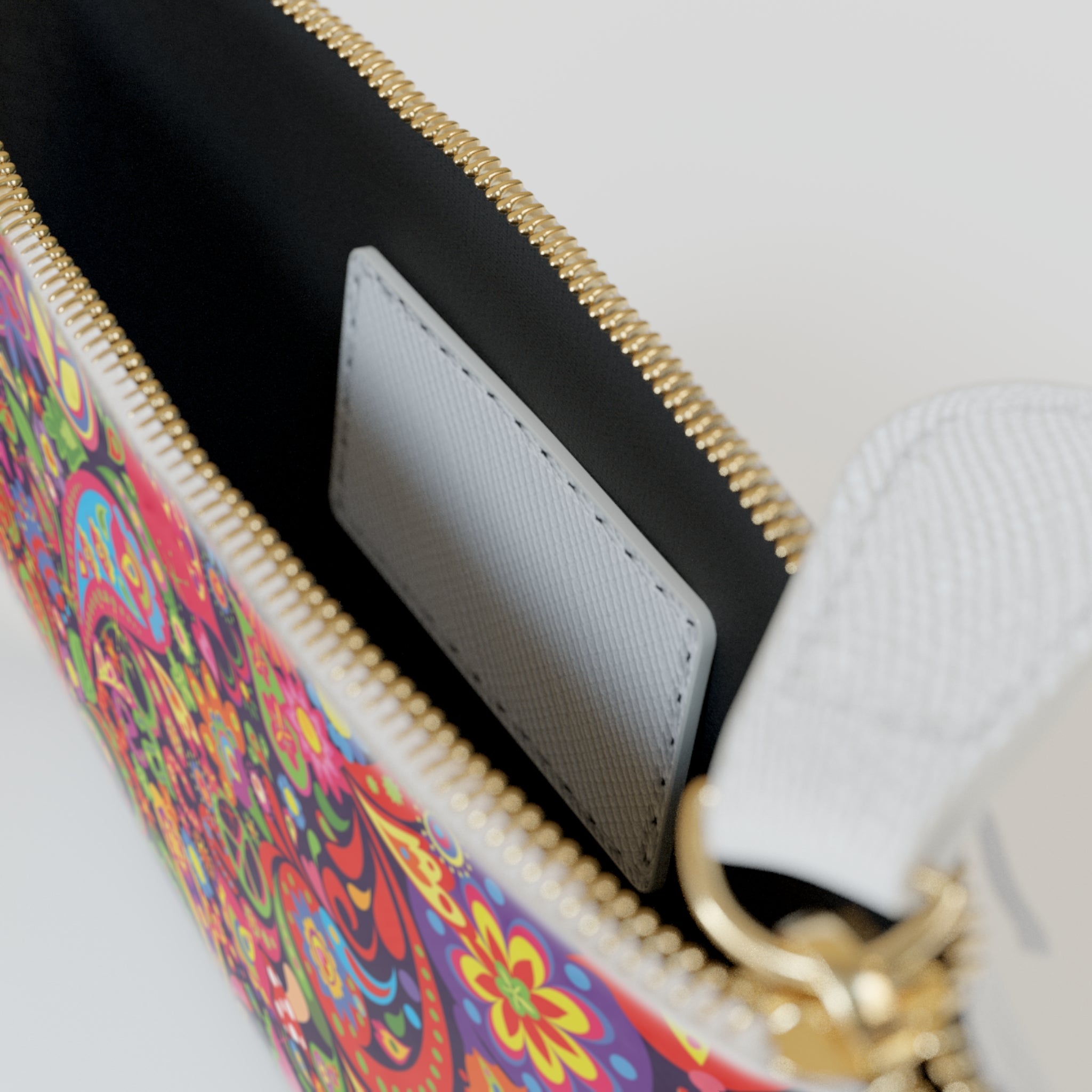 Psychedelic Paisley Peace Symbols Mini Clutch Bag | Floral 60s Hippie Print