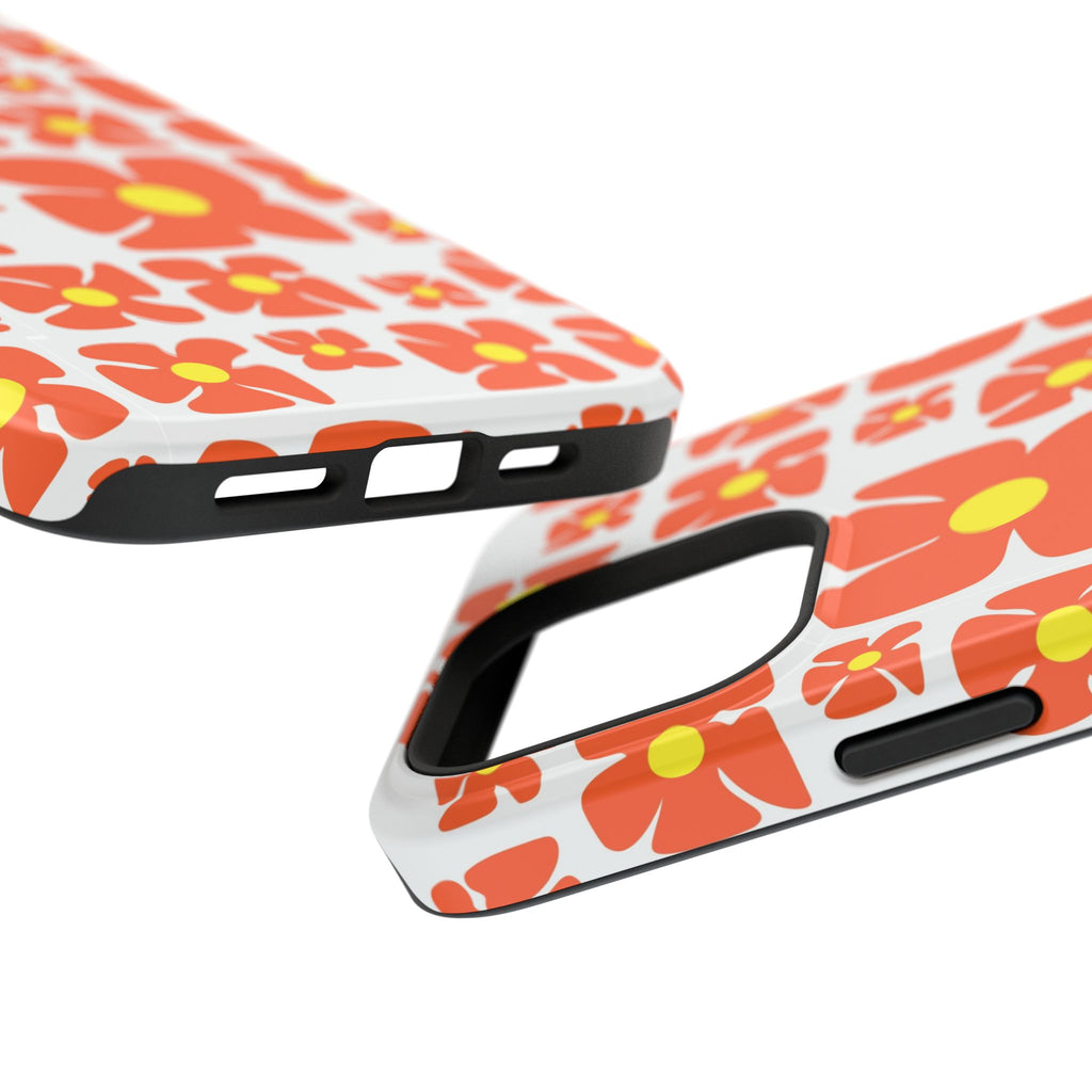 Retro Orange Floral Phone Case | Impact-Resistant Case