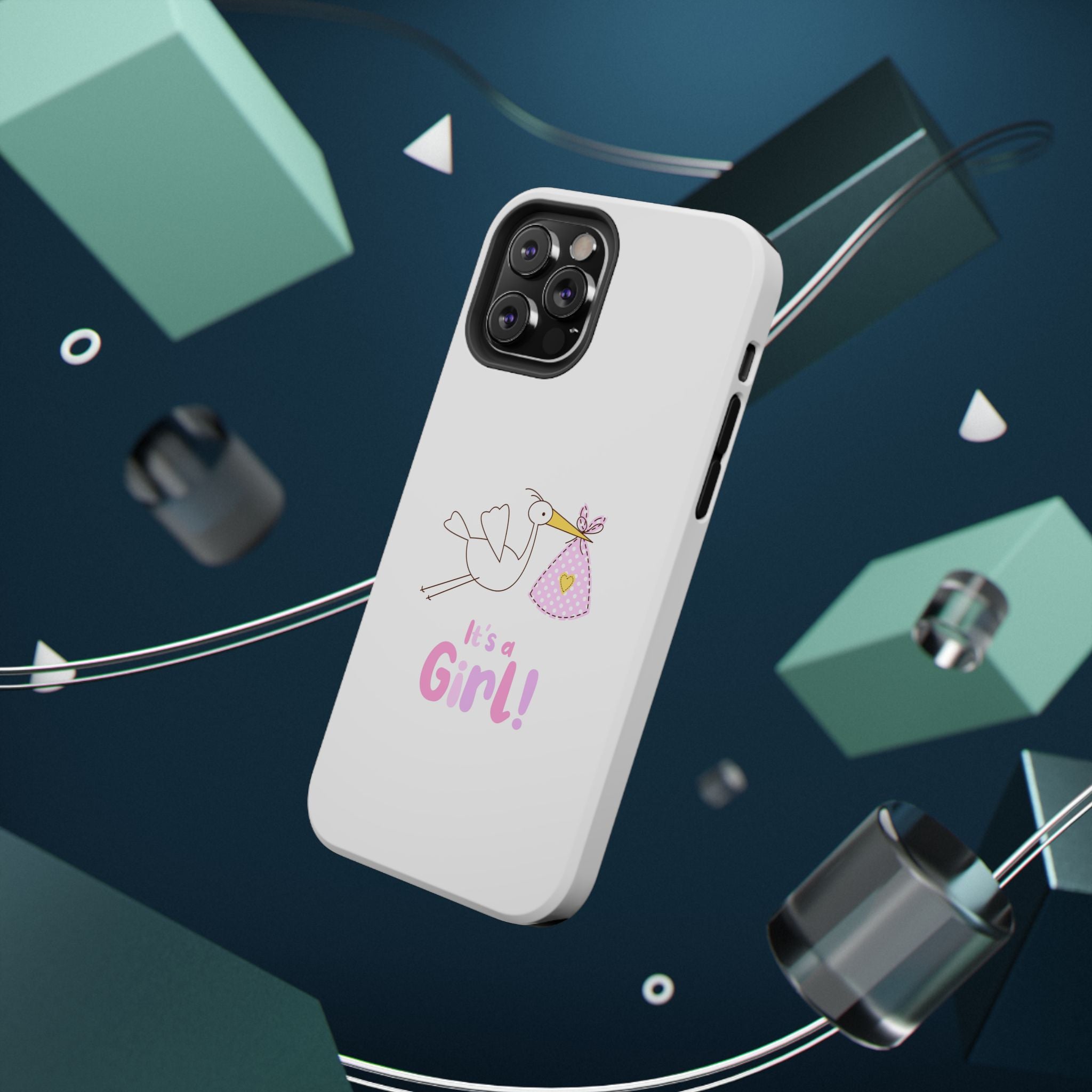 Phone Case - "It's a Girl!" Stork Baby Announcement Impact-Resistant Case