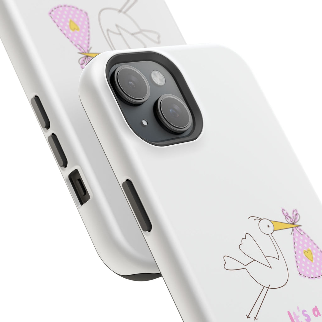 Phone Case - "It's a Girl!" Stork Baby Announcement Impact-Resistant Case