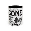 Gone Fishing mug | Fishing typography coffee mug, black handle and rim