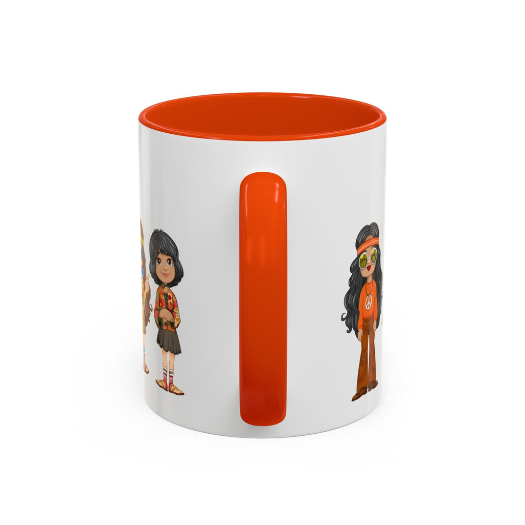 Retro Hippie Characters Mug | 11oz or 15oz Color Accent Ceramic