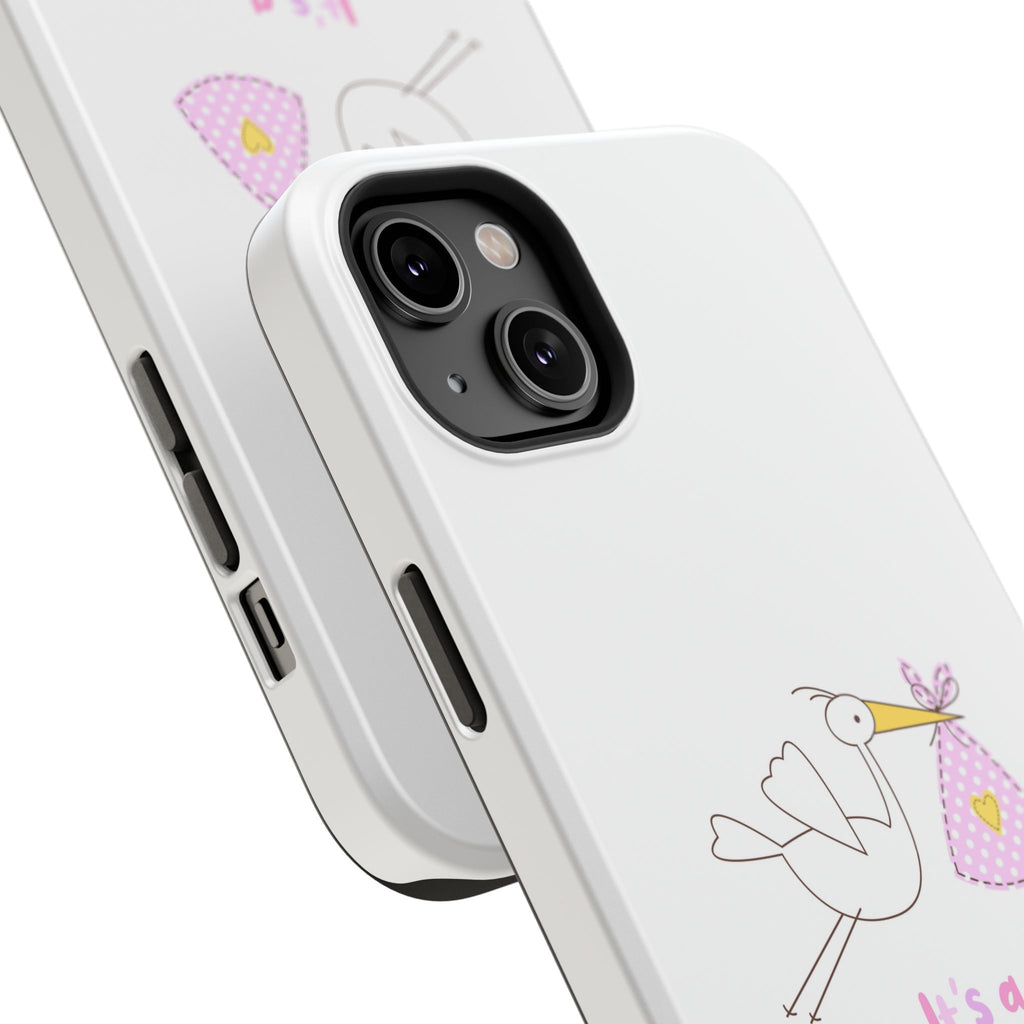 Phone Case - "It's a Girl!" Stork Baby Announcement Impact-Resistant Case
