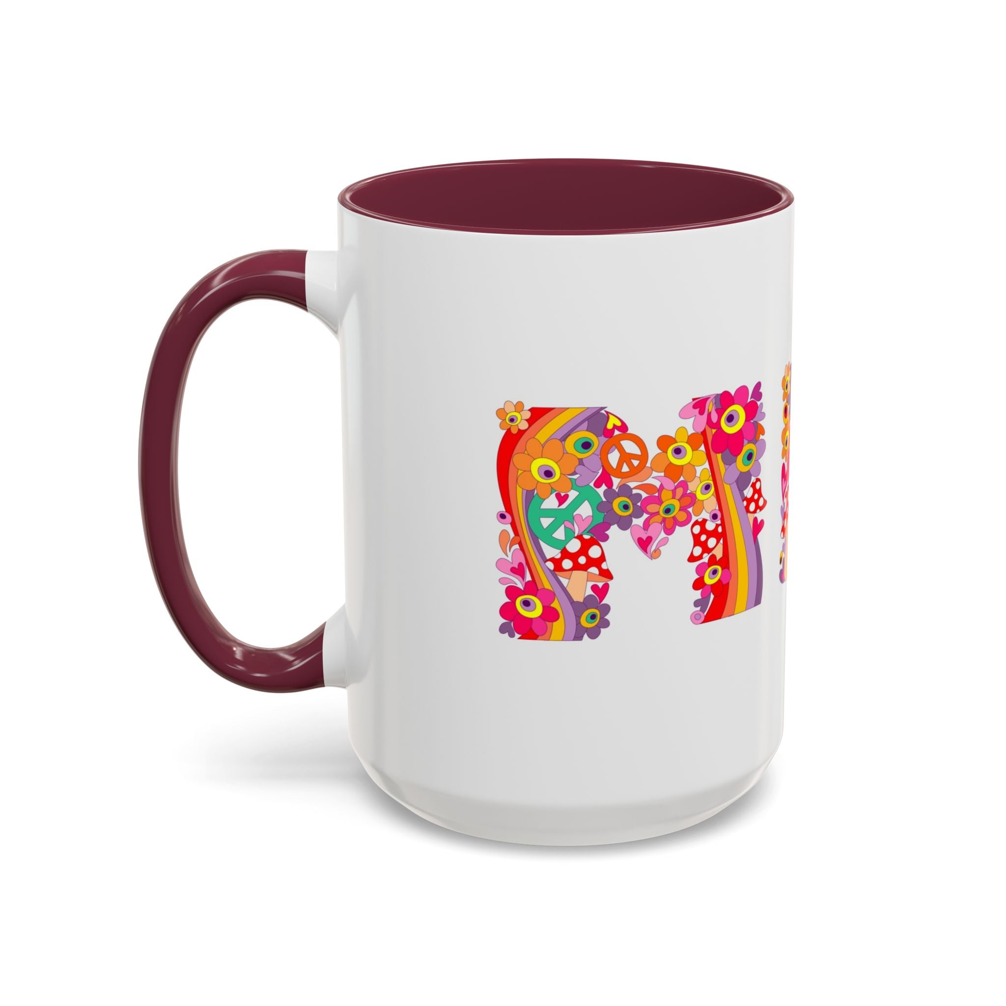 Retro Peace Flower Power Mug | Colorful 70s Hippie Design