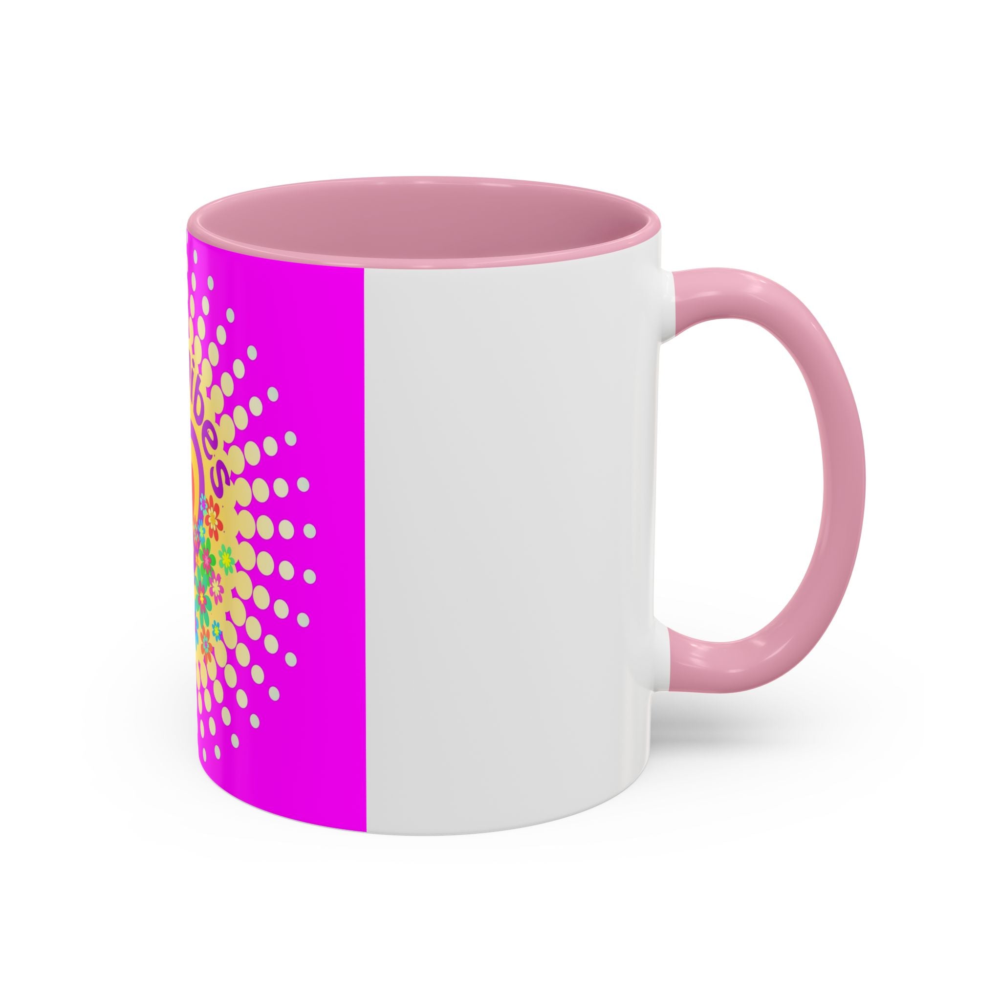 Good Vibes Peace Heart Floral Mug | Colorful 11oz 15oz Ceramic