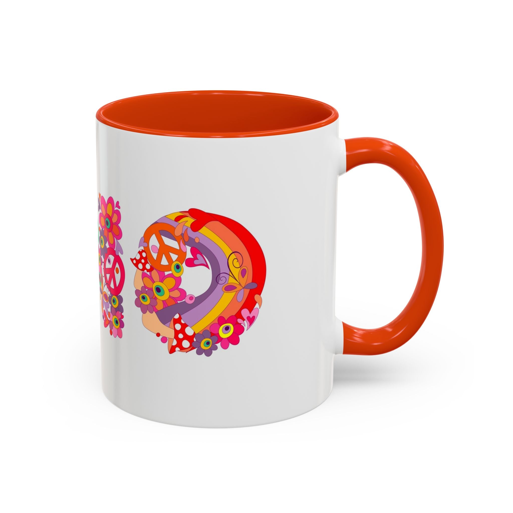 Retro Peace Flower Power Mug | Colorful 70s Hippie Design