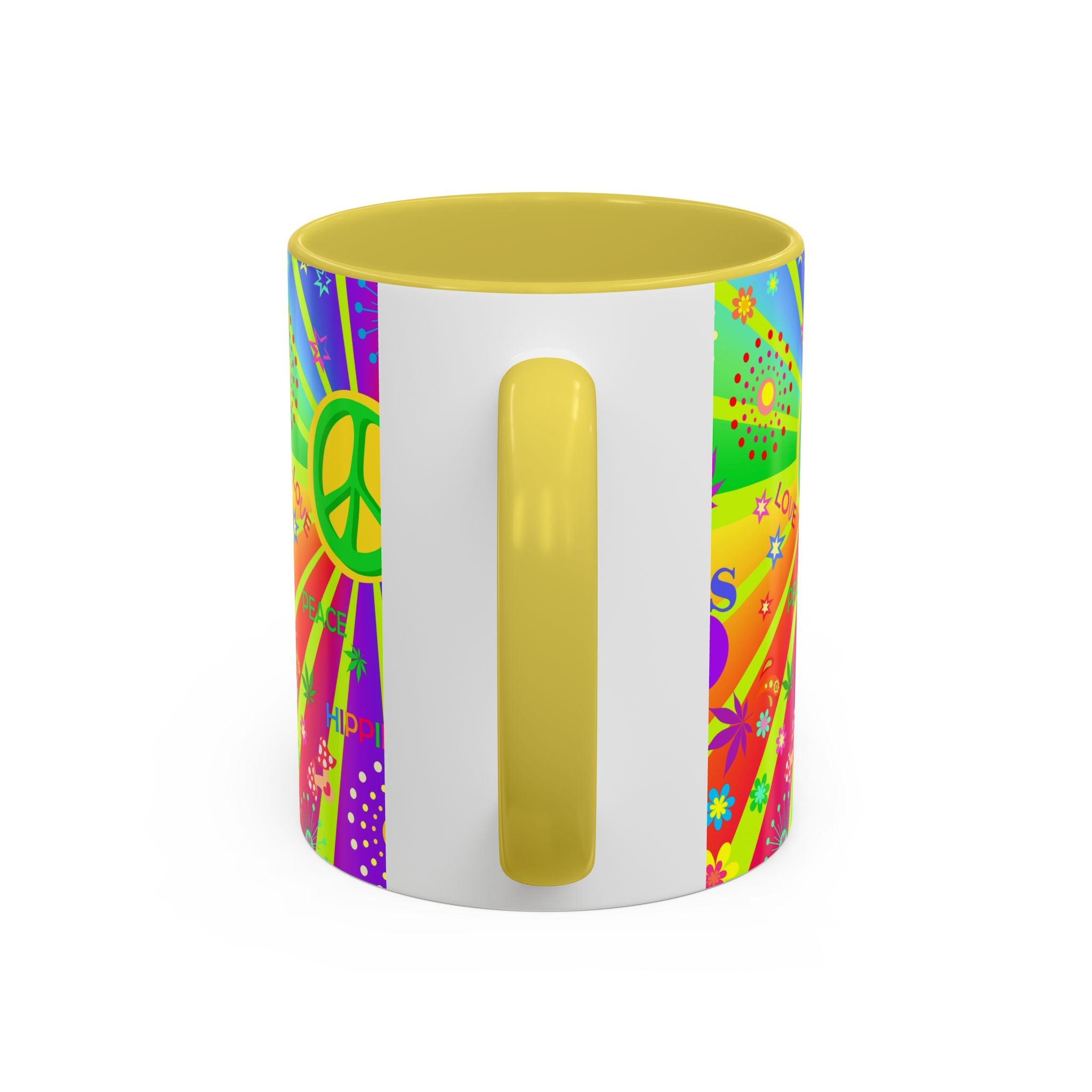 70s Peace Sign Psychedelic Mug | Retro Hippie Rainbow Coffee Cup