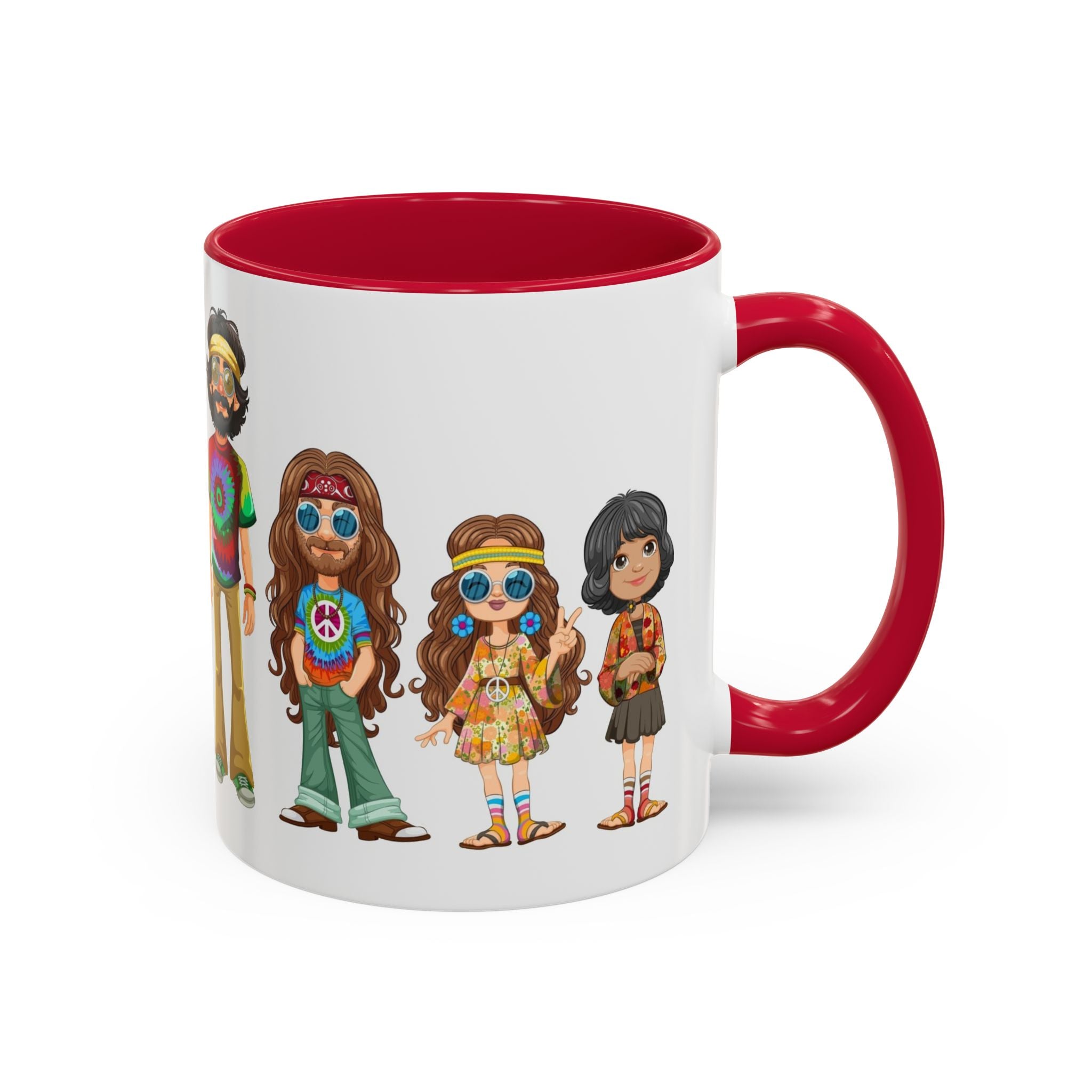 Retro Hippie Characters Mug | 11oz or 15oz Color Accent Ceramic