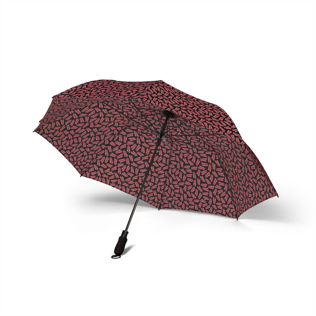 Maroon Leaf Pattern Umbrella | Foldable Compact Rain Umbrella