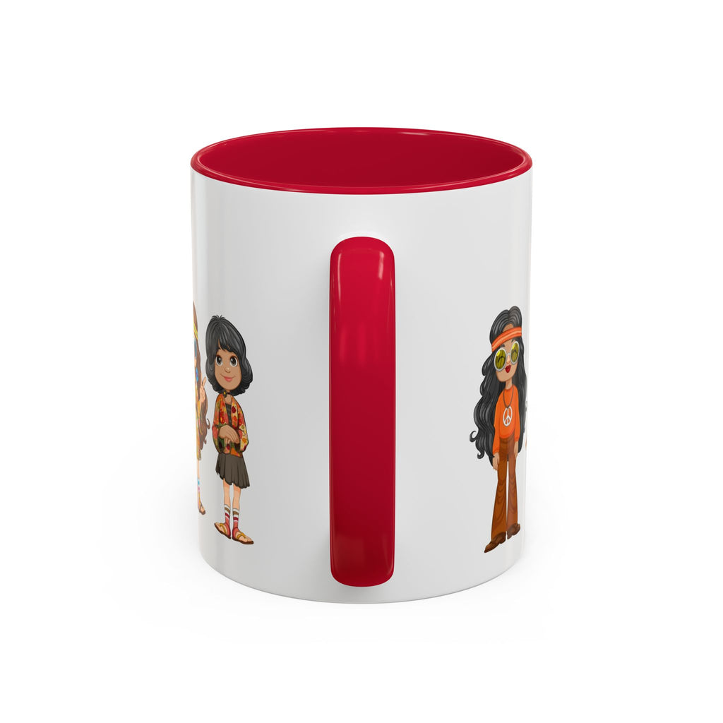 Retro Hippie Characters Mug | 11oz or 15oz Color Accent Ceramic