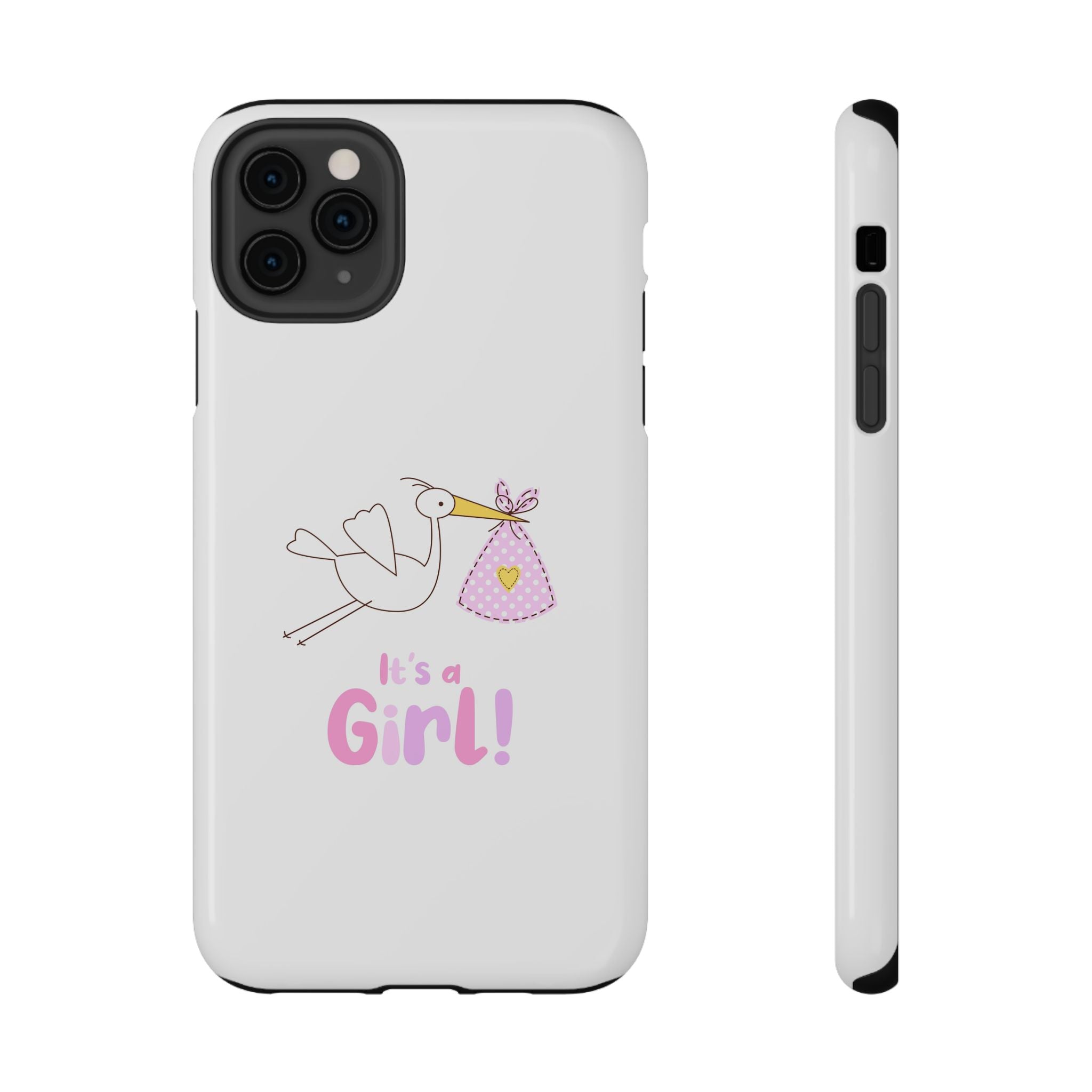 Phone Case - "It's a Girl!" Stork Baby Announcement Impact-Resistant Case