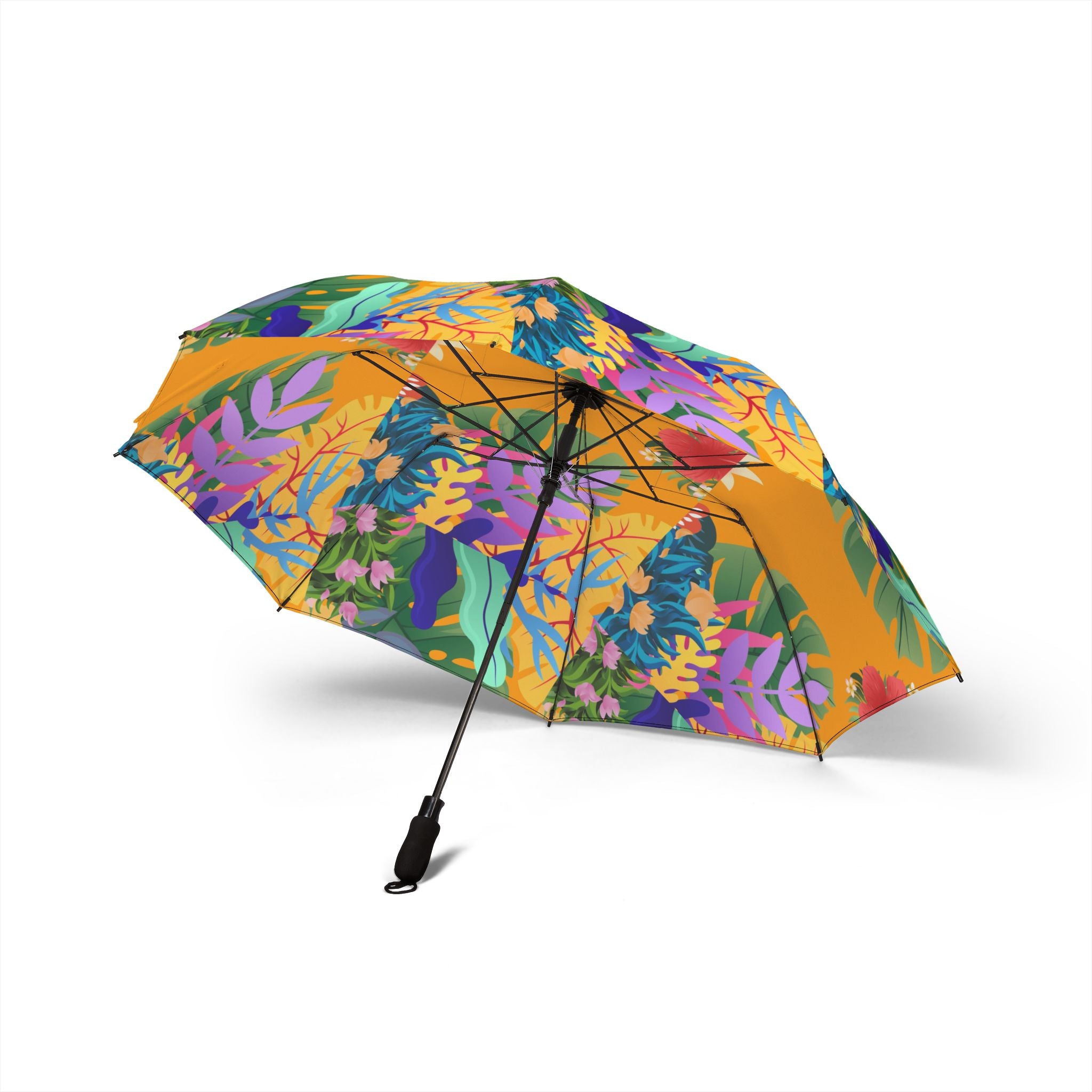 Tropical Floral Foldable Umbrella | Hibiscus Leaf Print