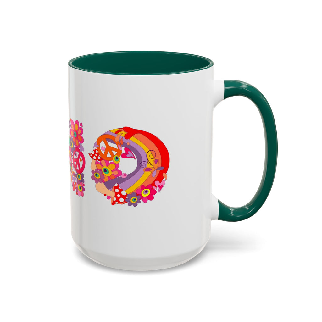 Retro Peace Flower Power Mug | Colorful 70s Hippie Design