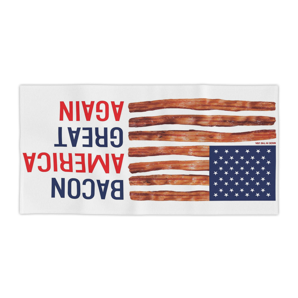 Bacon America Great Again Beach Towel | American Flag Bacon Strips