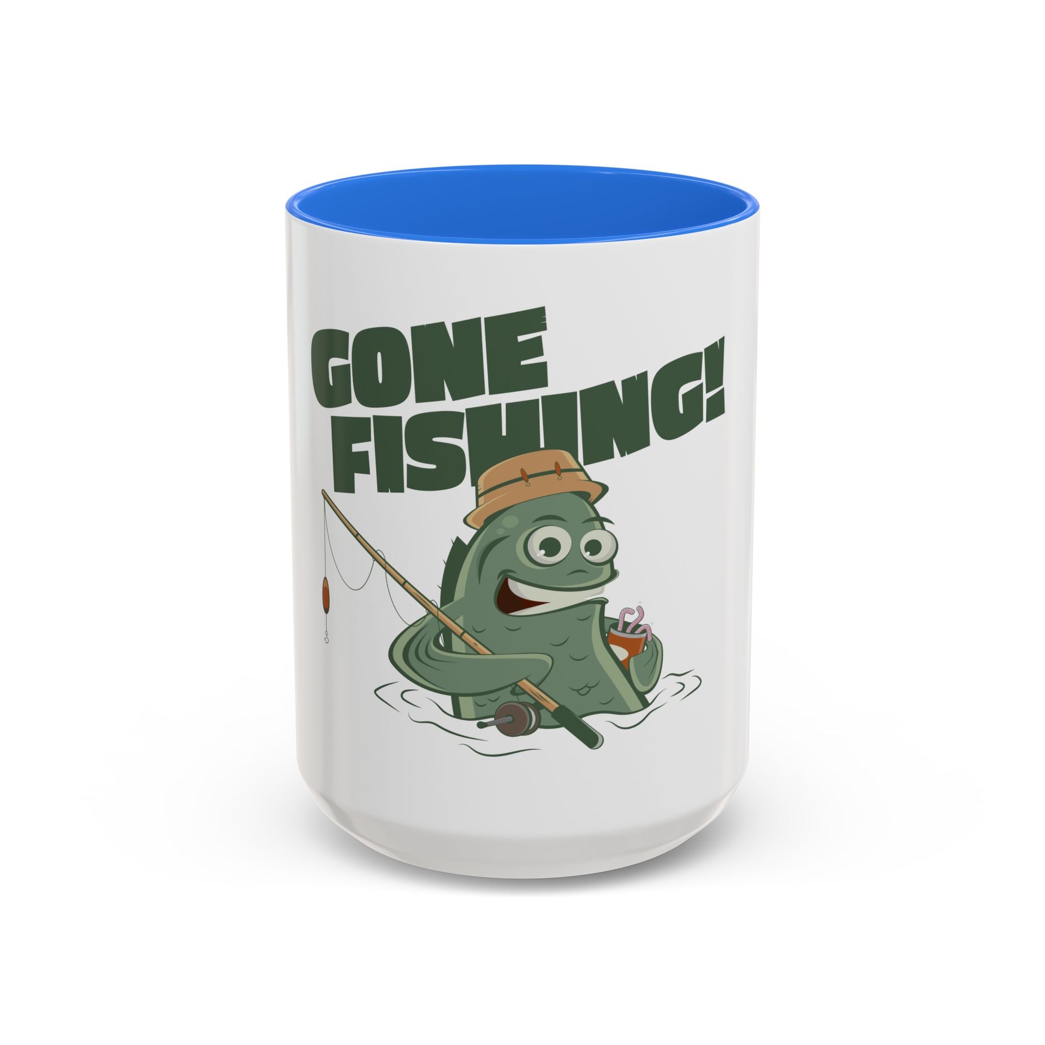 Gone Fishing fish character Mug | 11oz 15oz colorful ceramic