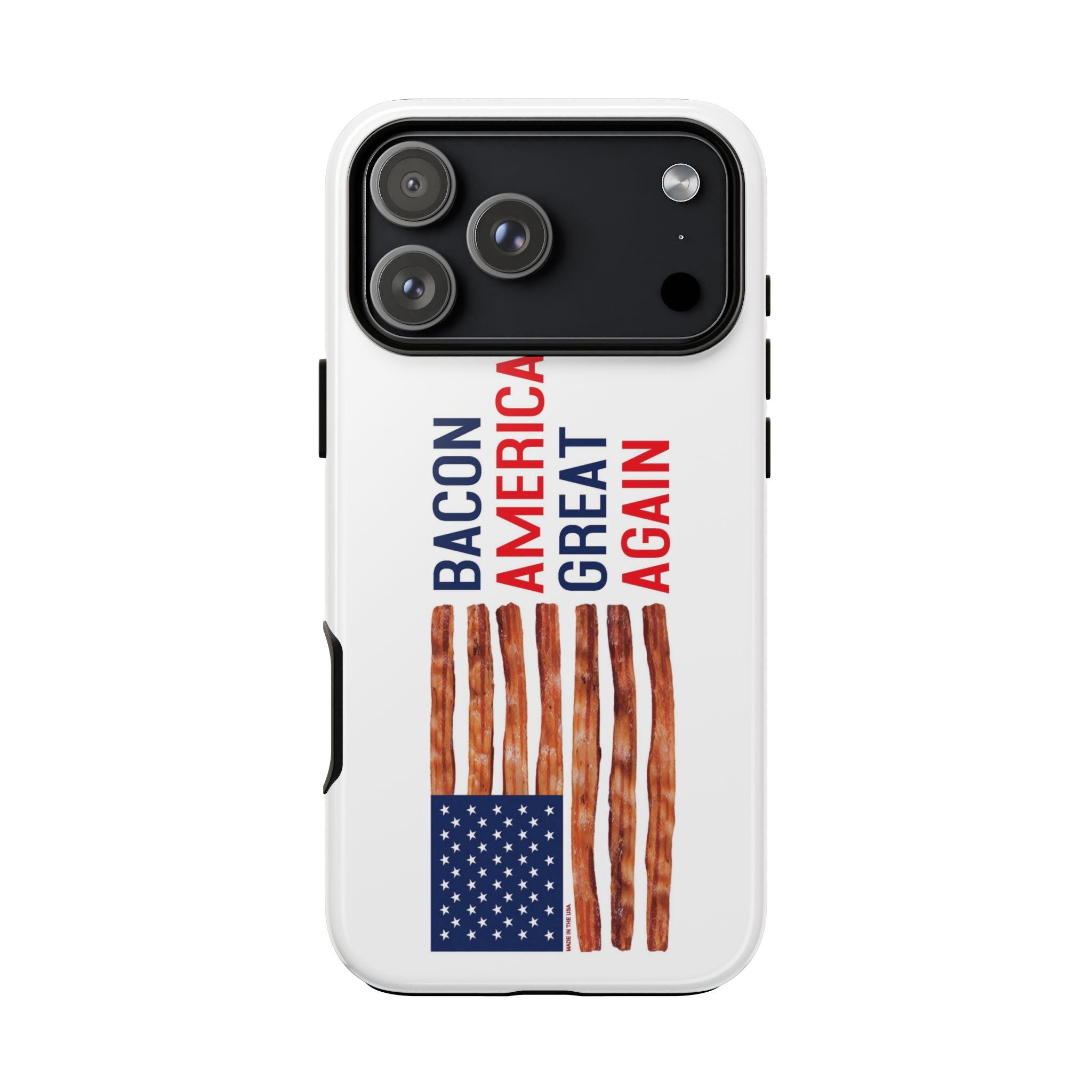 Bacon American Great Again phone case | patriotic bacon flag iPhone case