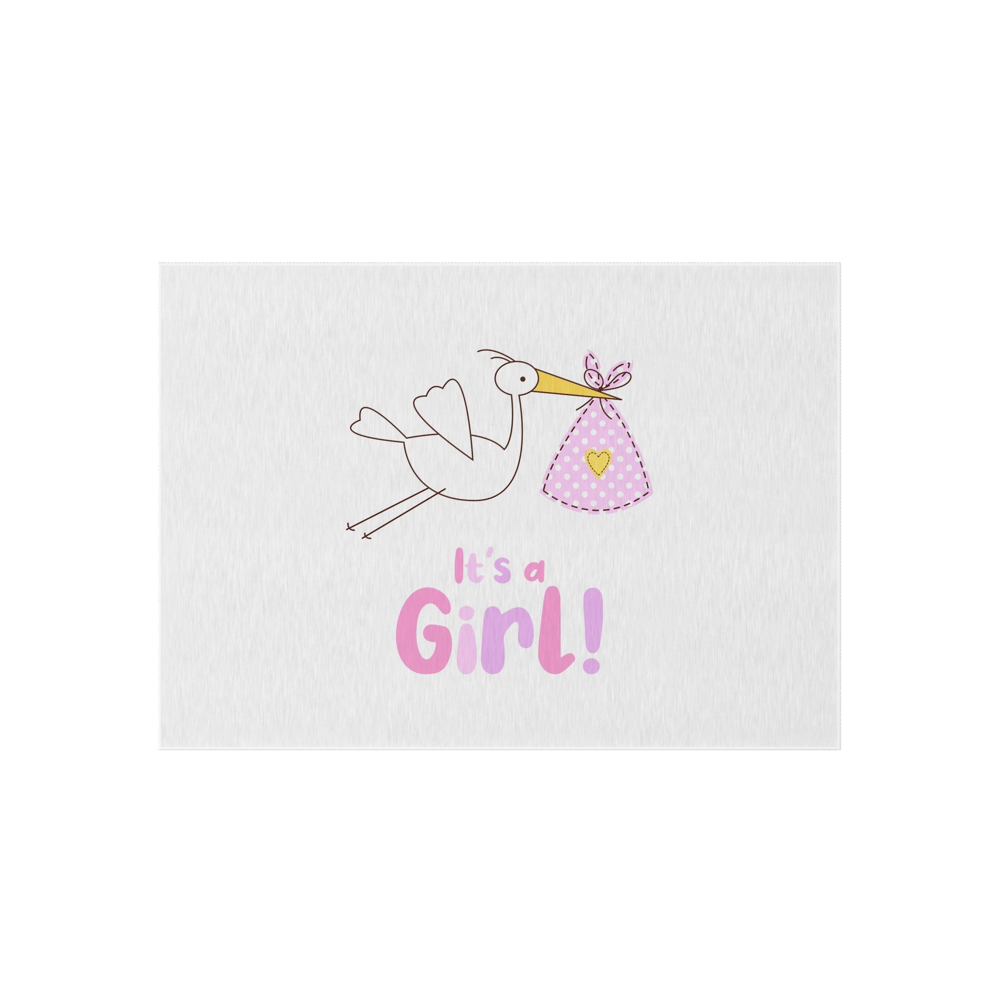 Stork with Bundle It's a Girl Outdoor Rug | Baby Shower Nursery Decor