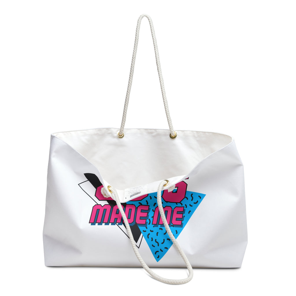 80's Made Me Weekender Bag | Retro 80s Neon Geometric Design