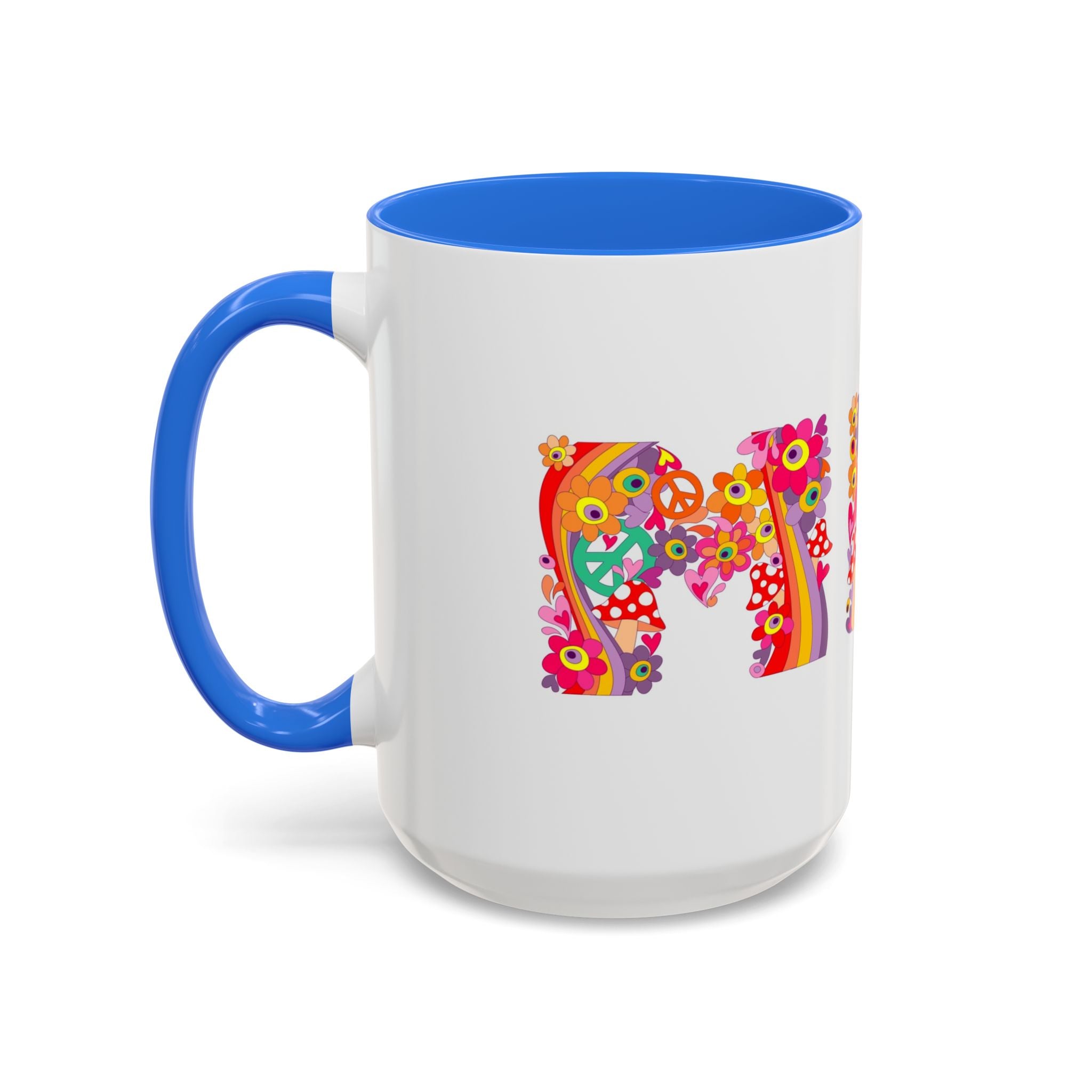 Retro Peace Flower Power Mug | Colorful 70s Hippie Design