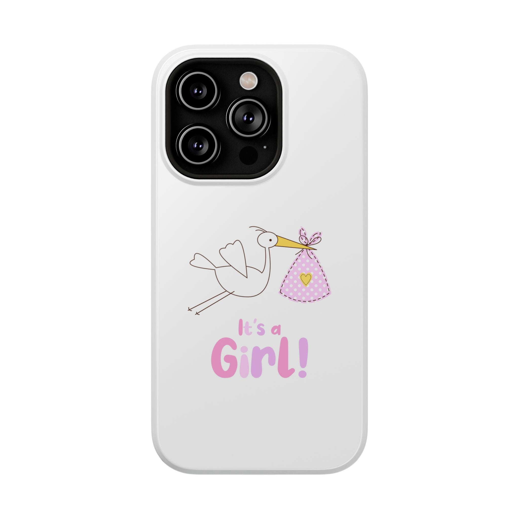 Phone Case - "It's a Girl!" Stork Baby Announcement Impact-Resistant Case
