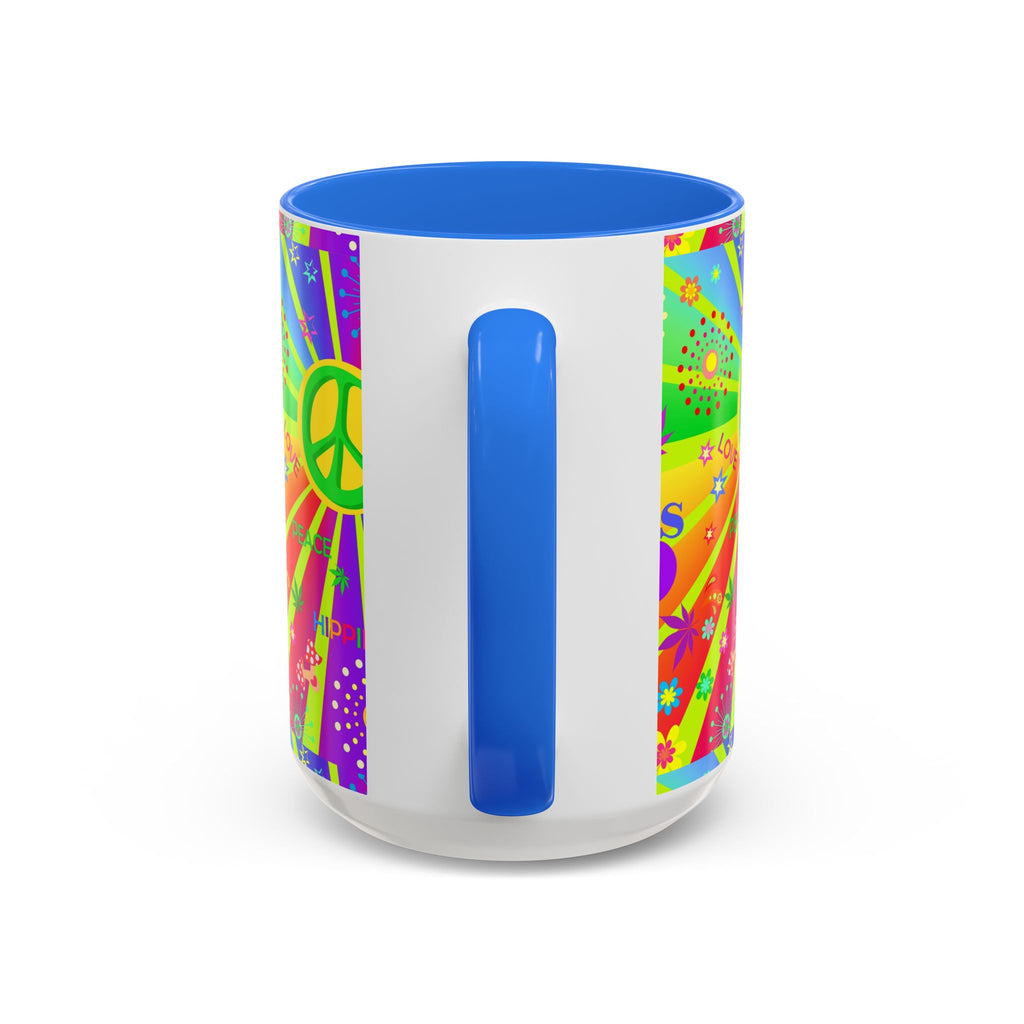 70s Peace Sign Psychedelic Mug | Retro Hippie Rainbow Coffee Cup