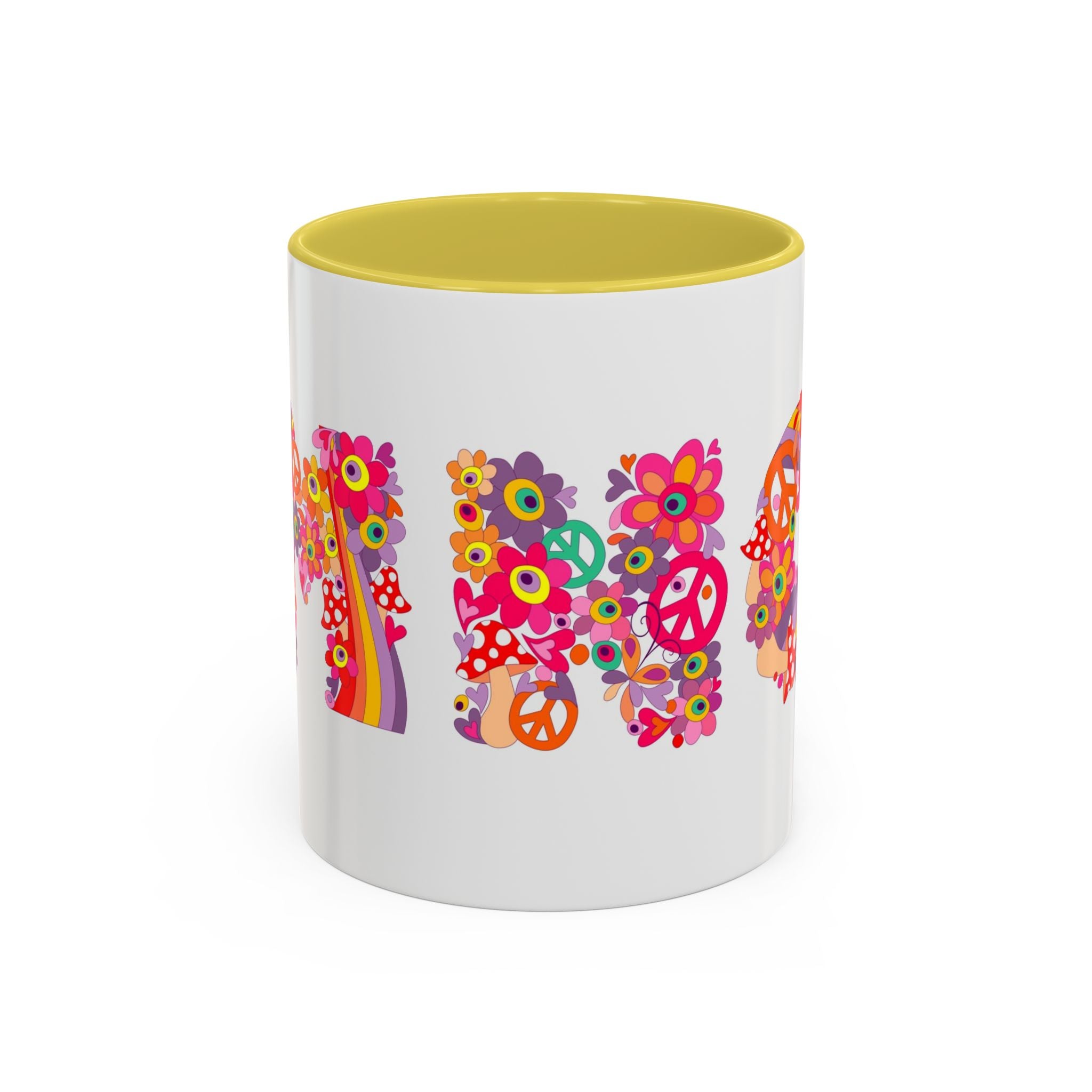 Retro Peace Flower Power Mug | Colorful 70s Hippie Design