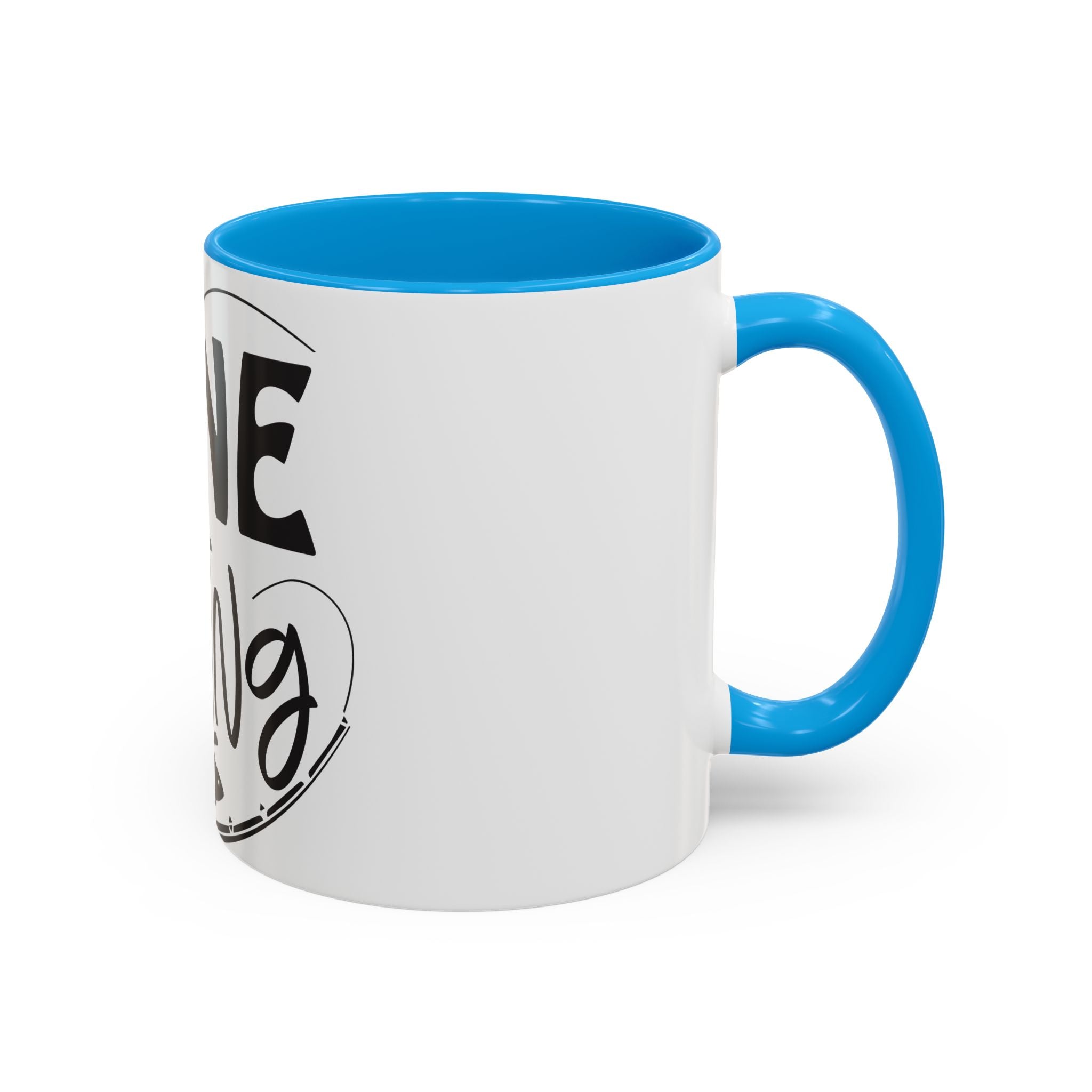 Gone Fishing mug | Fishing typography coffee mug, black handle and rim
