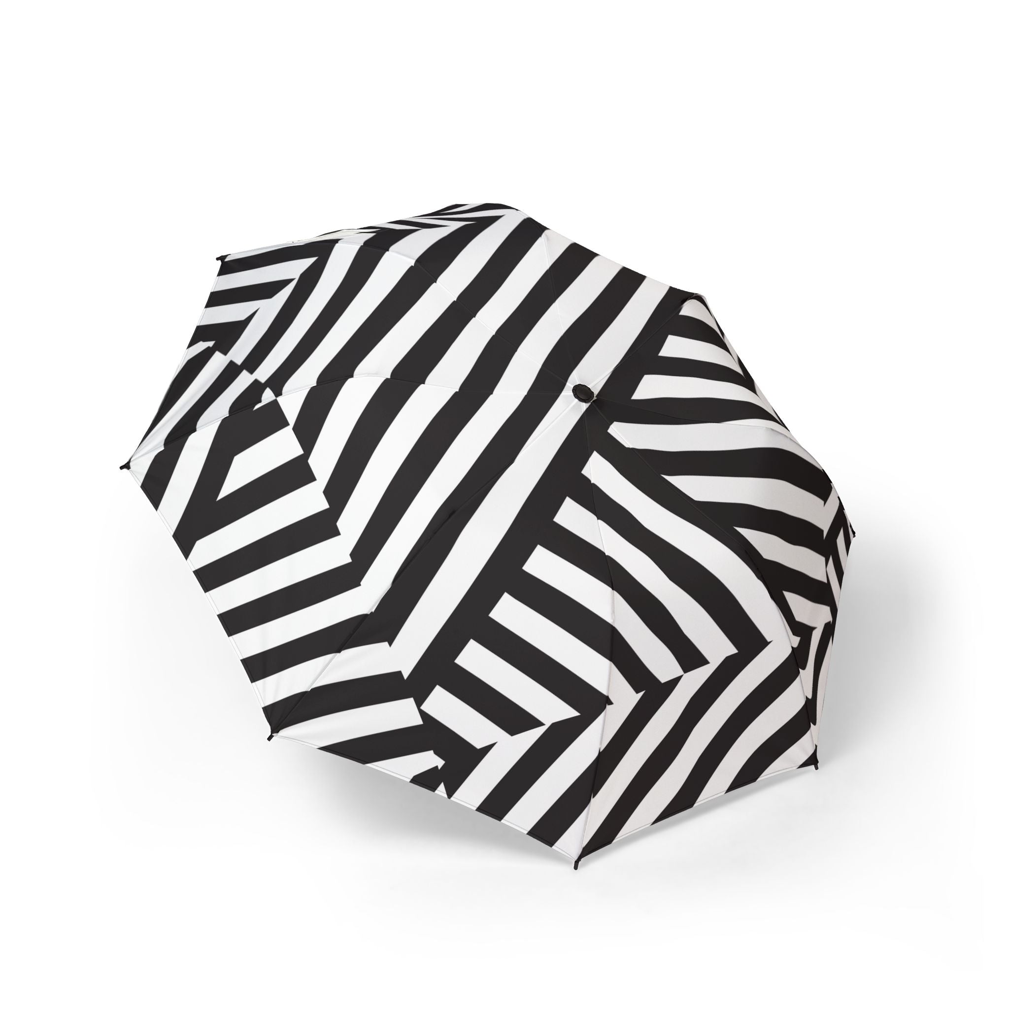 Black White Geometric Stripe Umbrella | Foldable Rain Umbrella